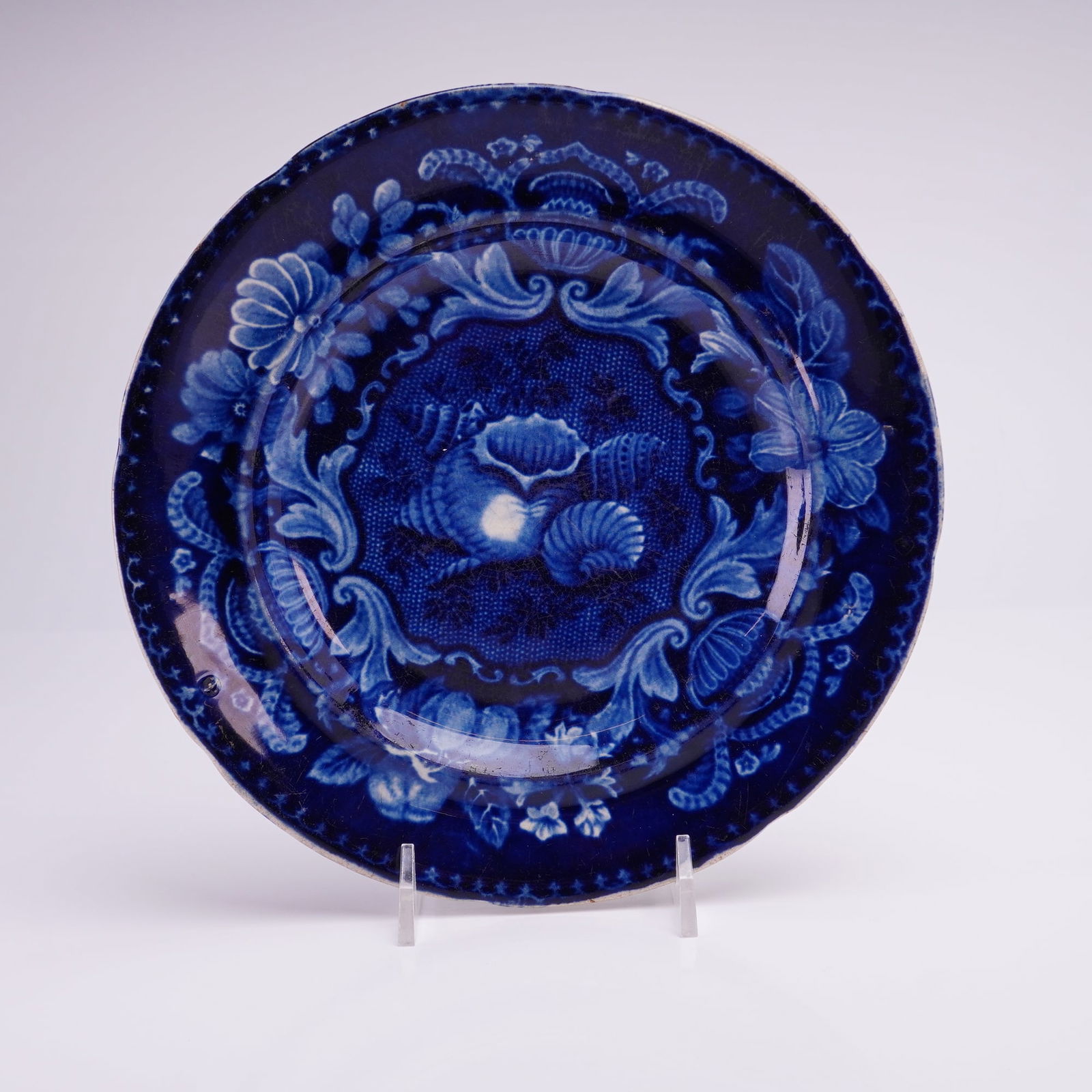 Stubbs Longport Dark Blue Transferware Shells Plate (1 of 4)