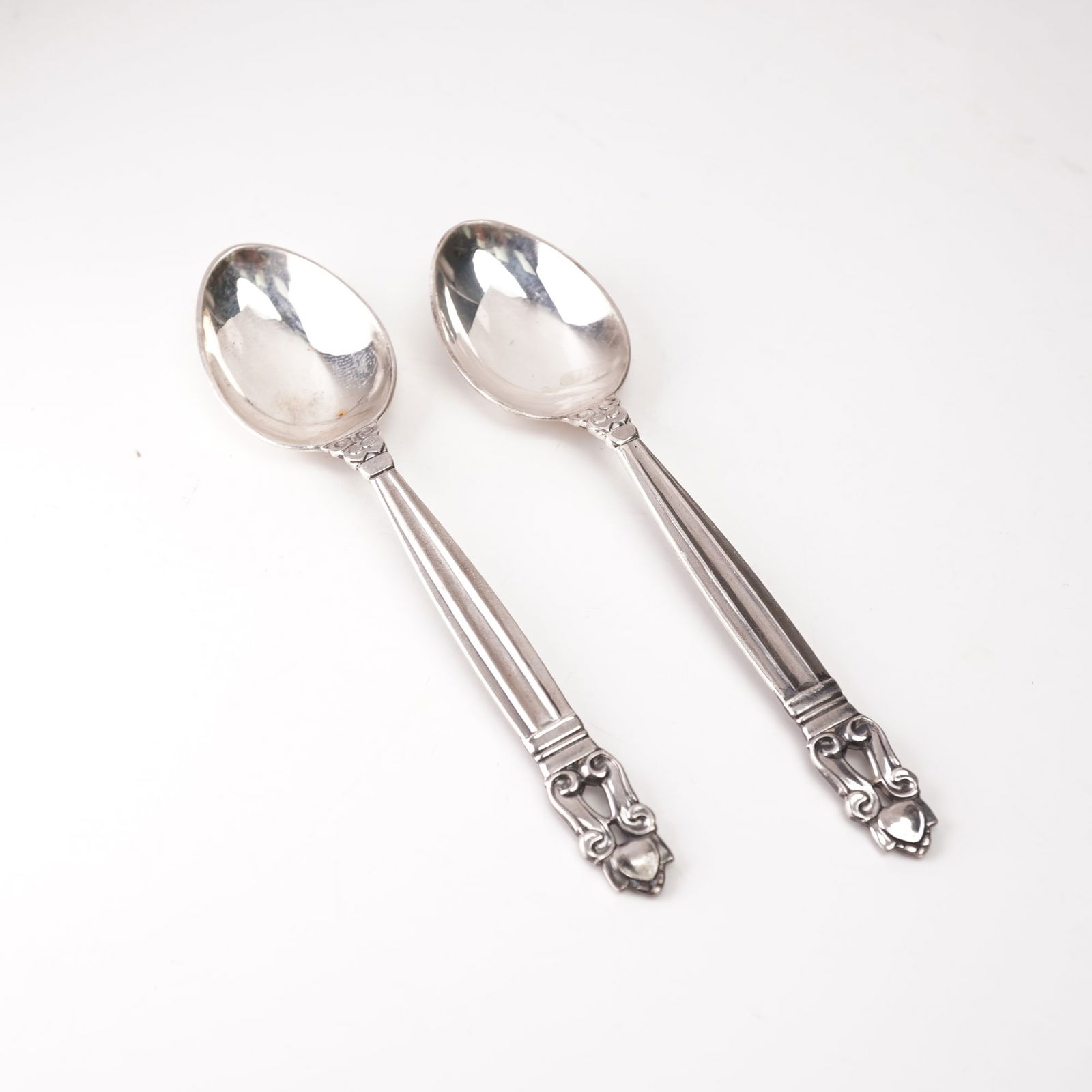 2pc Georg Jensen Sterling Silver Fruit Spoons, Acorn (1 of 6)