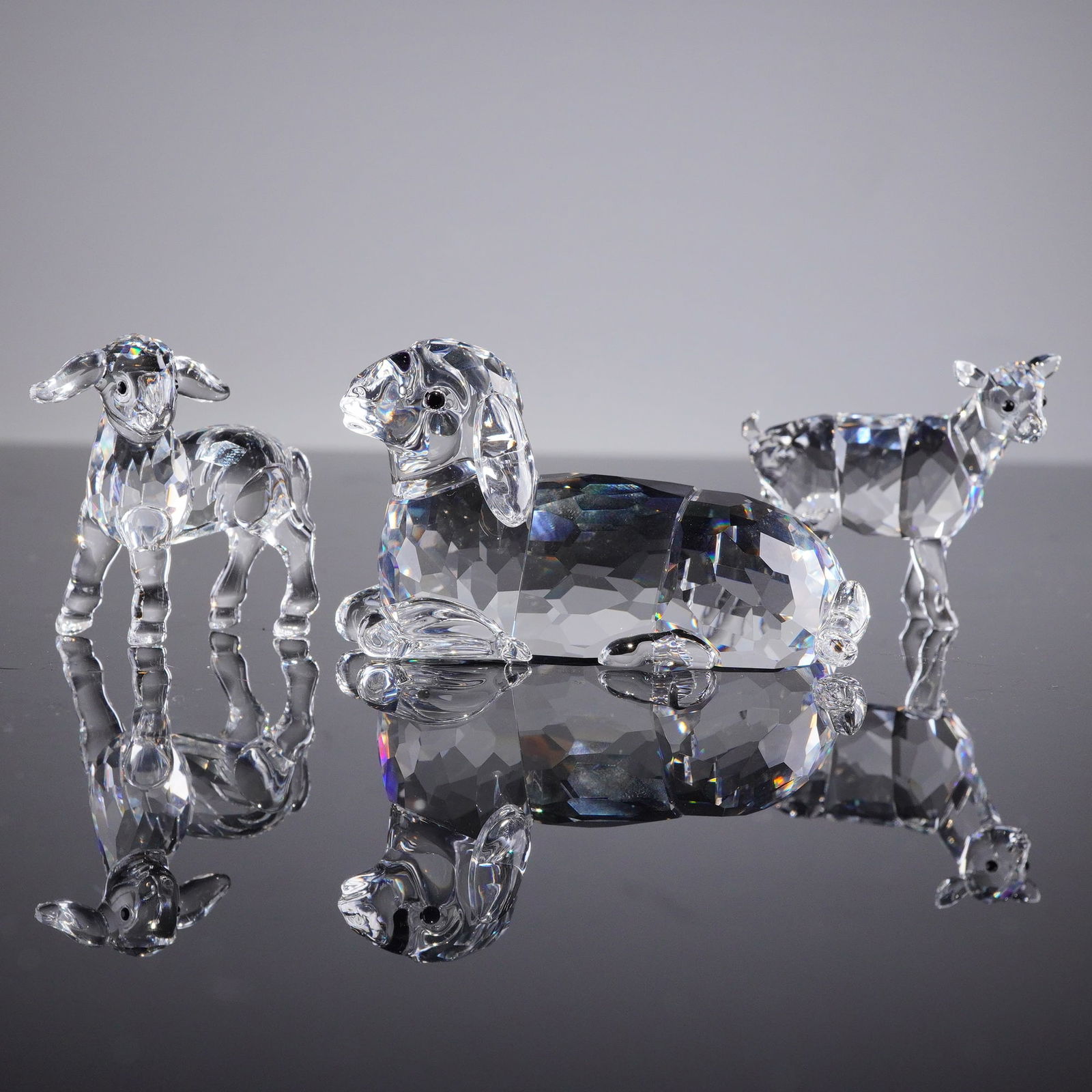 3pc Swarovski Crystal Figurines, Sheep, Lamb & Goat (1 of 2)