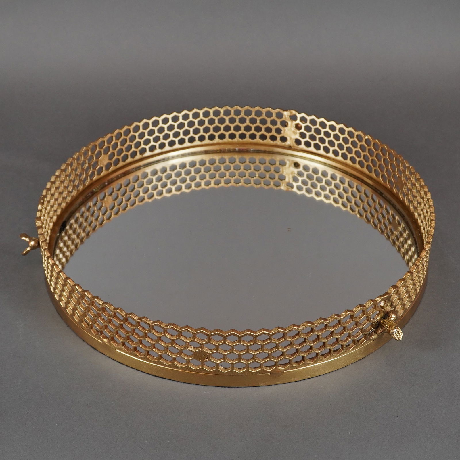 A Contemporary Gold-Tone Metal and Mirrored Decorative Tray (1 of 4)