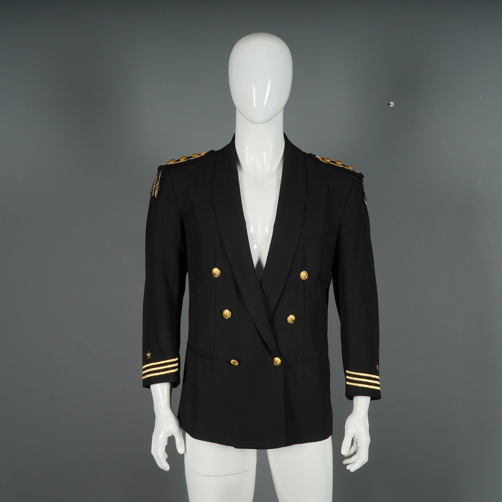 Jnco Black Double-Breasted Military Style Embellished Jacket (1 of 6)