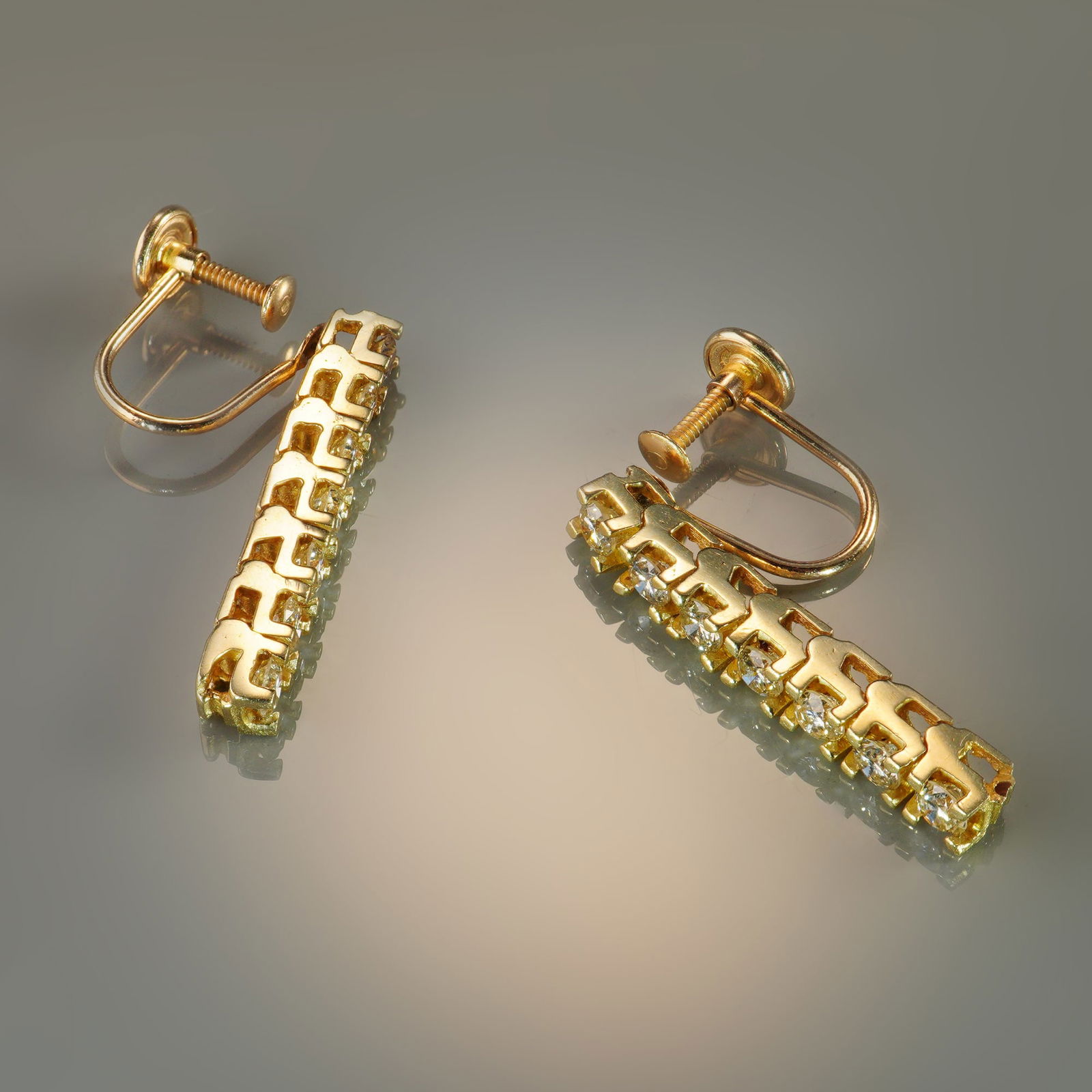14K Gold 1.00ctw Diamond Screw-Back Drop Earrings (1 of 3)