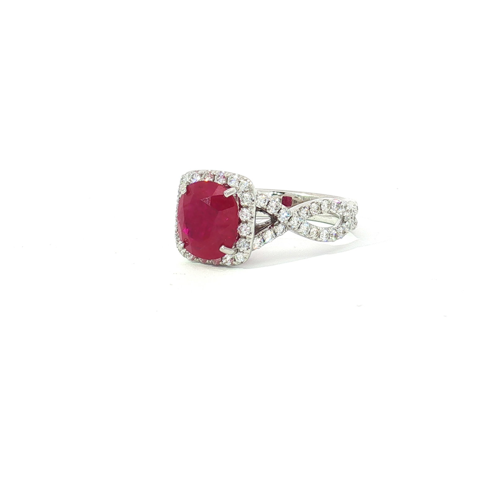 18K White Gold, 2.15ct Burma Ruby and 0.50ctw Diamond Ring (1 of 7)