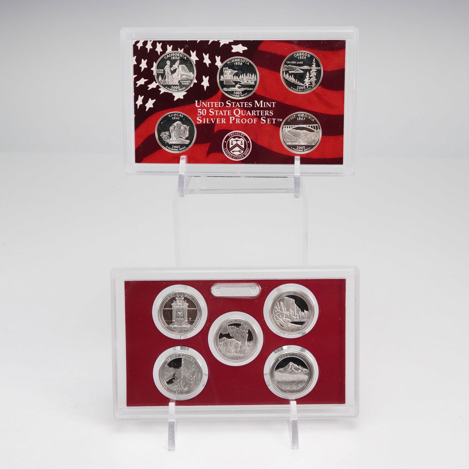 2pc 2005-S and 2010-S United States Mint Silver Proof Quarter Sets (1 of 4)