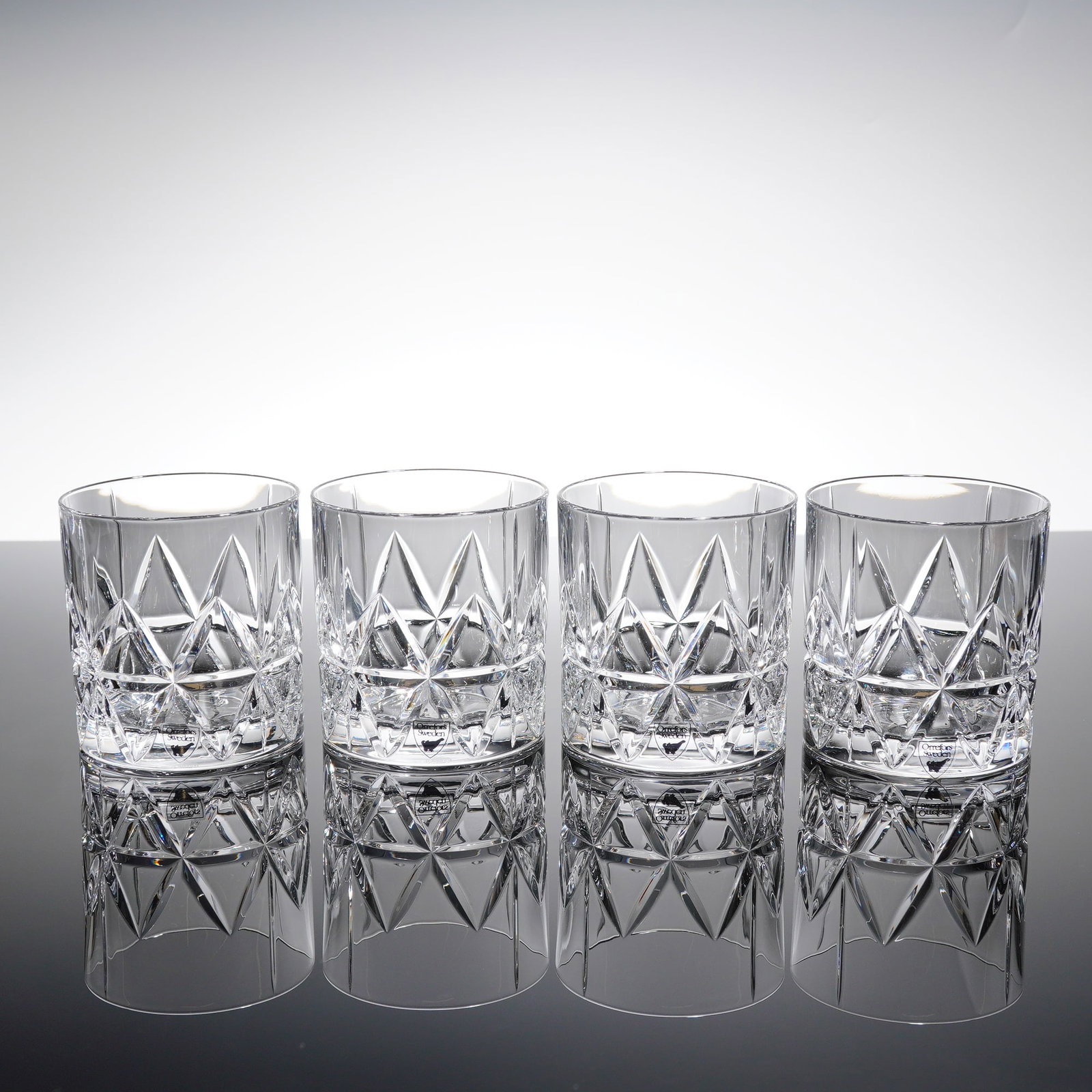 Four Orrefors Peak Double Old Fashioned Glasses (1 of 3)