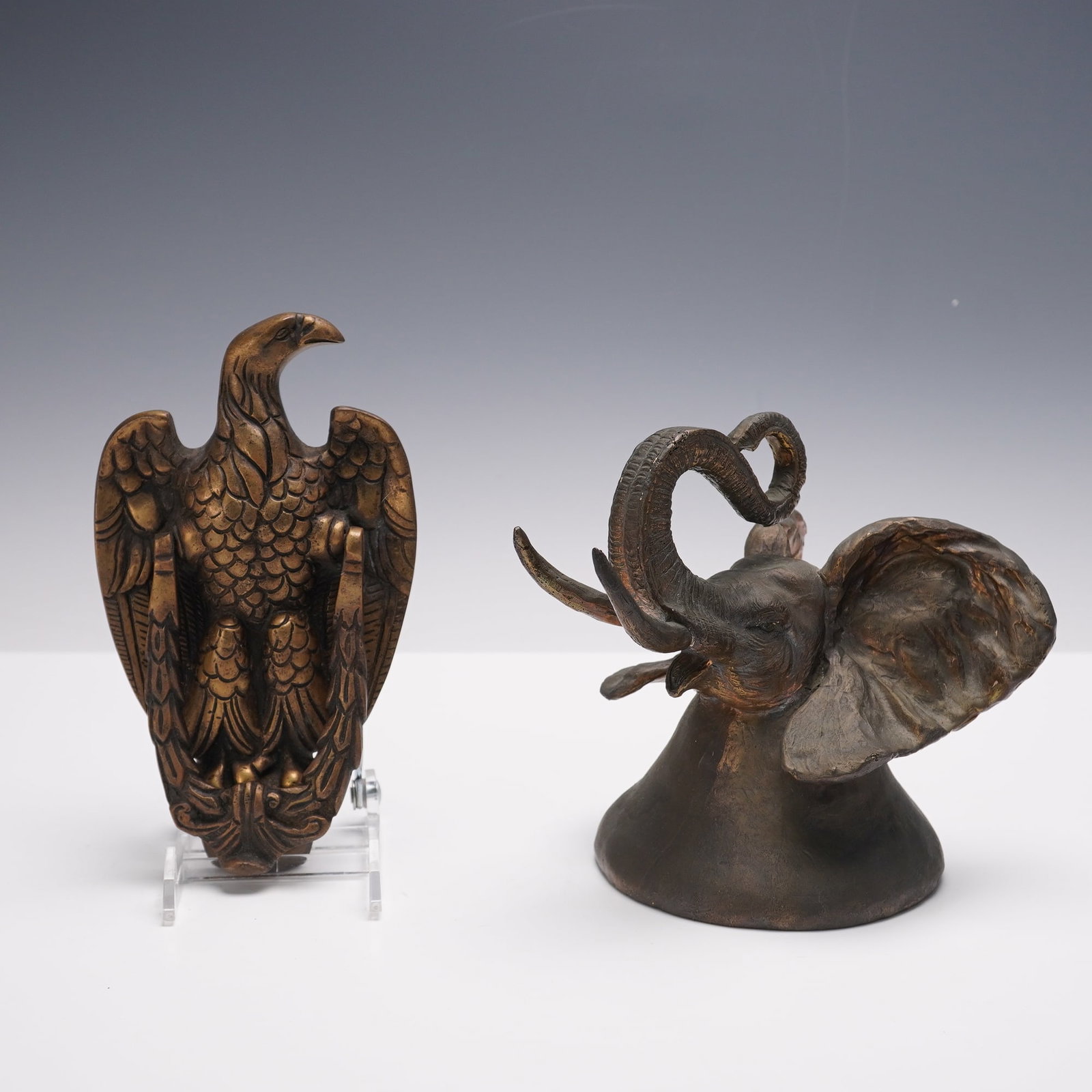 2pc Cast Metal Carl Wagner Elephant Bell and Eagle Doorknocker (1 of 5)