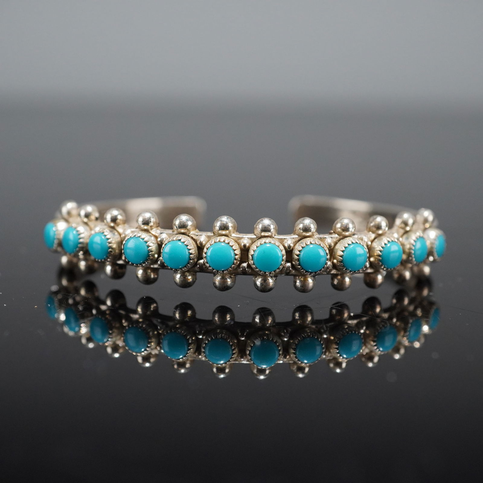 Southwestern Sterling Silver and Turquoise Cuff Bracelet (1 of 4)