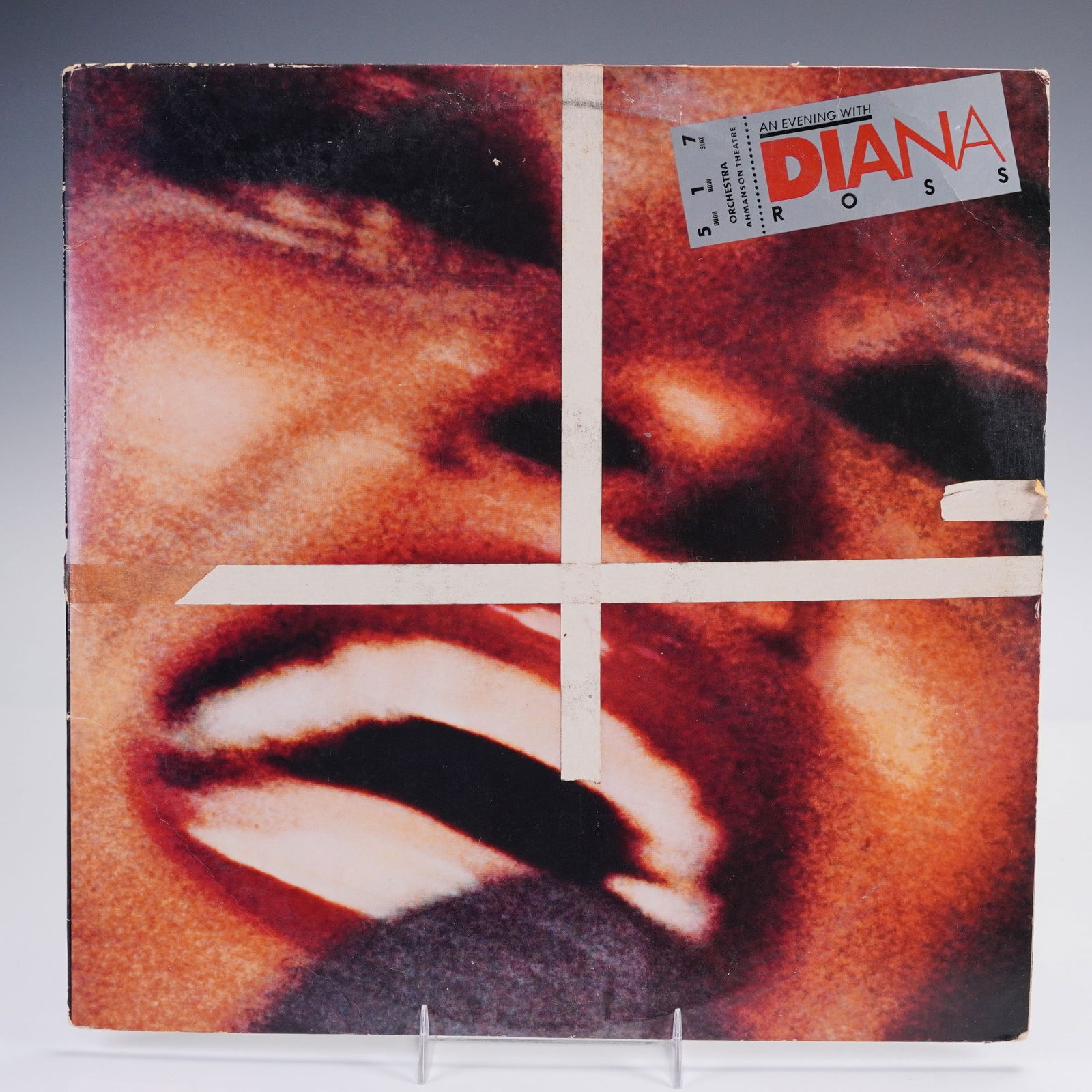 Diana Ross Vinyl Record, An Evening with Diana Ross: A striking 2 record set of An Evening with Diana Ross, full of live performance energy and star power, pressed on black vinyl with colorful Motown labels. The front shows a bold close up of Diana mid