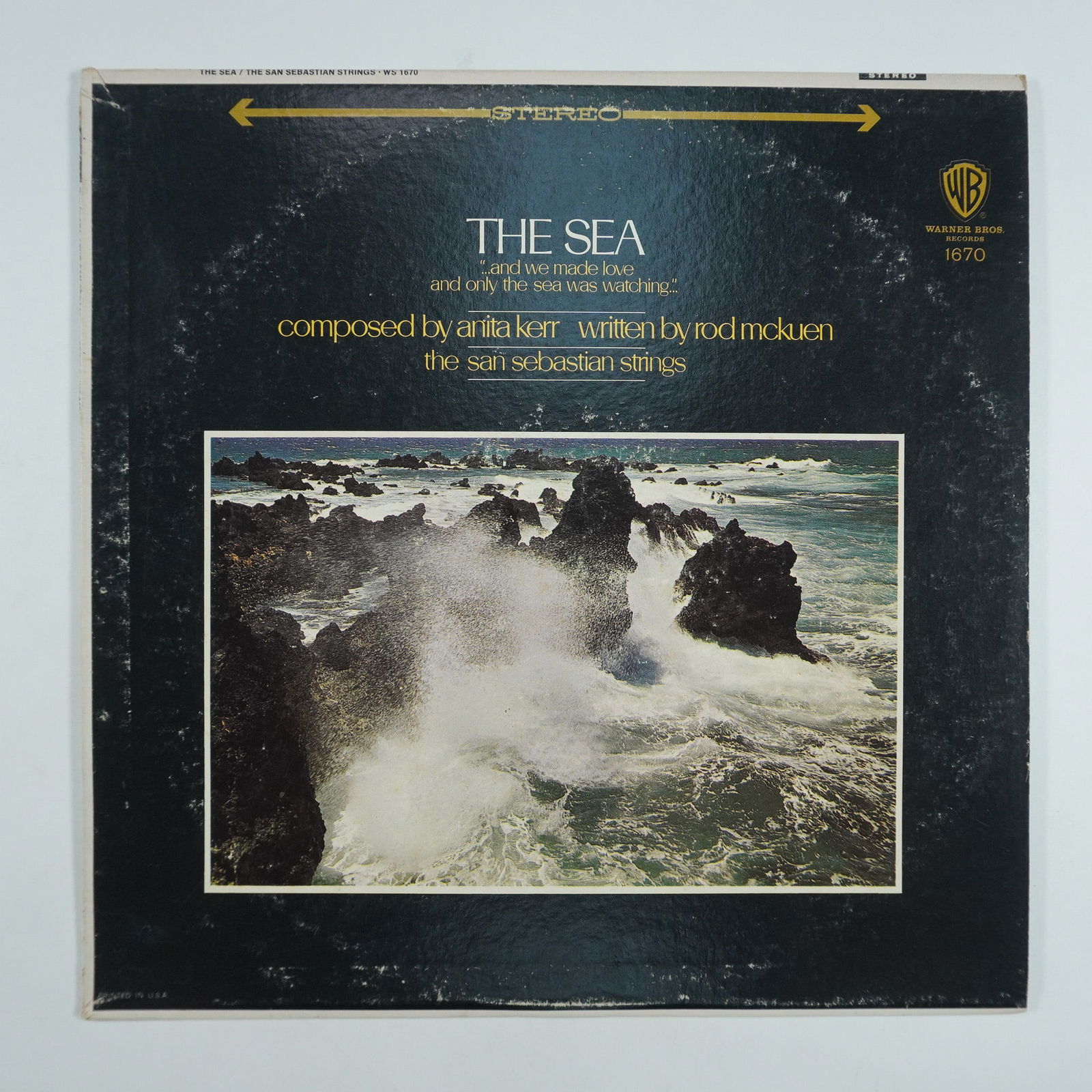 Anita Kerr and Rod McKuen Vinyl Record, The Sea: Warner Bros. Records LP vinyl featuring 'The Sea' by Anita Kerr, Rod McKuen, and The San Sebastian Strings. Released in 1967, this album blends spoken-word poetry by McKuen with lush orchestral arrang