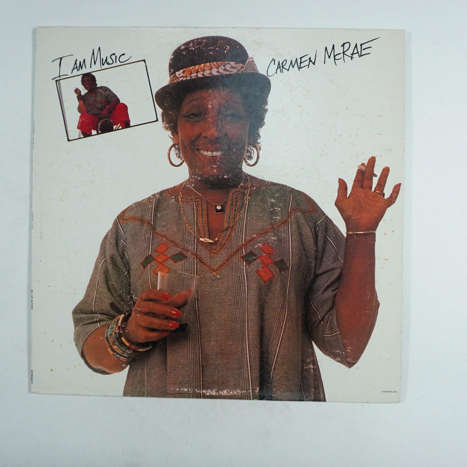 Carmen McRae Vinyl LP, "I Am Music," Blue Note BN-LA462: This lot features the vinyl LP "I Am Music" by renowned jazz vocalist Carmen McRae, released on Blue Note Records (BN-LA462). The album cover showcases an iconic portrait of McRae, and the vinyl itsel