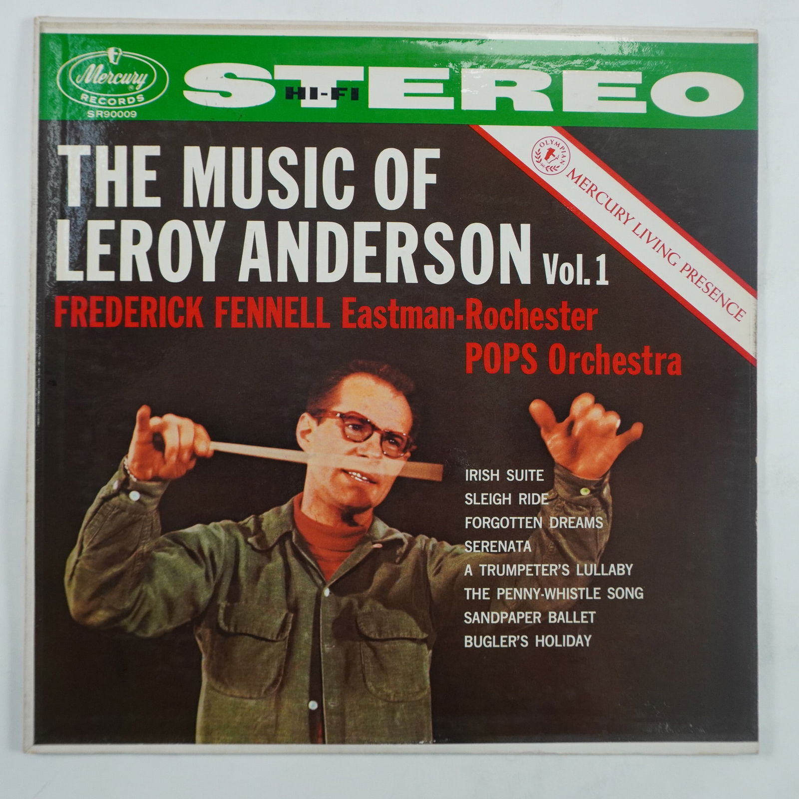 Frederick Fennell The Music of Leroy Anderson Vol. 1 Vinyl LP: This original 1958 pressing of The Music of Leroy Anderson Vol. 1 by Frederick Fennell and the Eastman-Rochester Pops Orchestra is released on Mercury Living Presence (SR90009) in stereo. Featuring ic