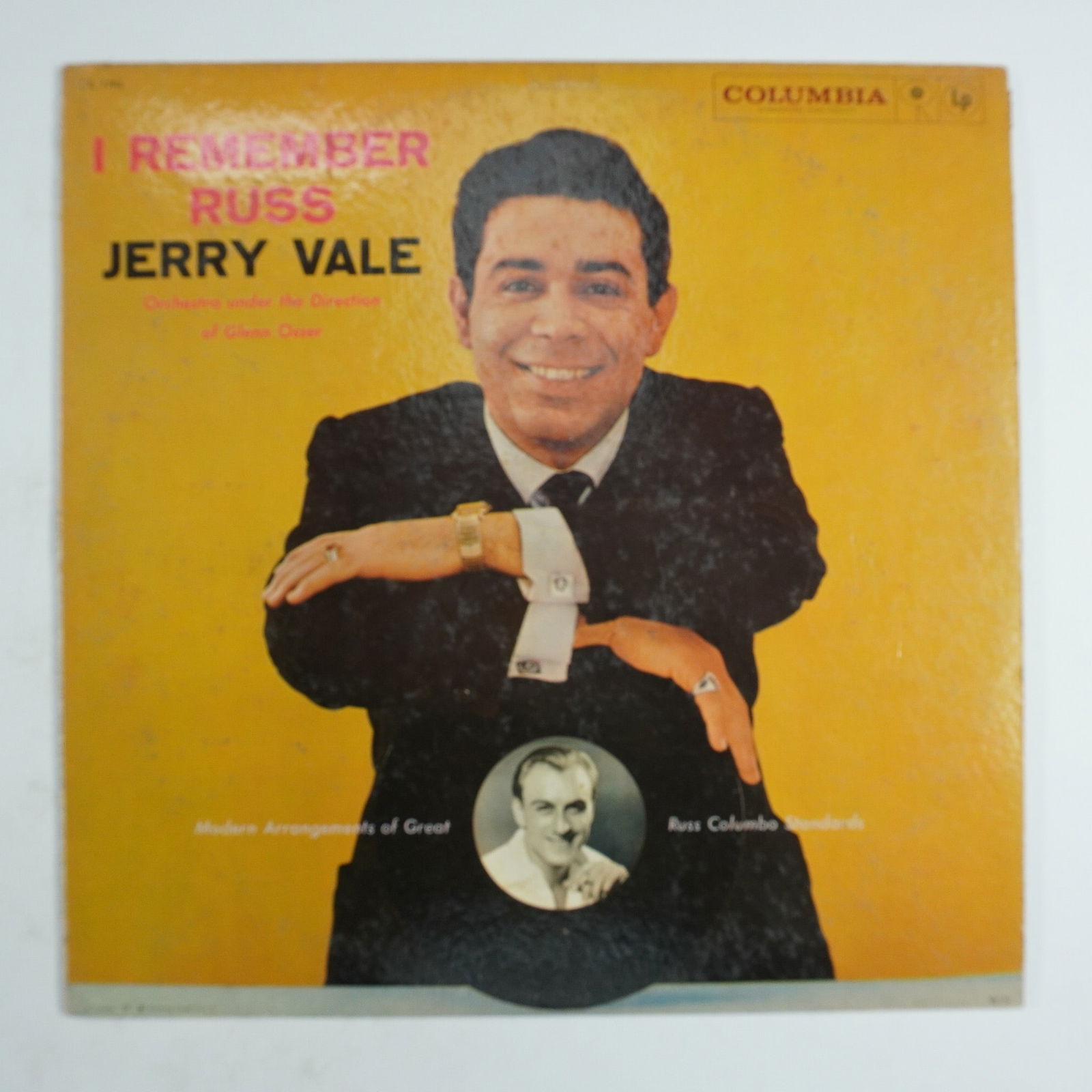Jerry Vale, I Remember Russ Vinyl Record: Columbia Records release of I Remember Russ by Jerry Vale, featuring modern arrangements of Russ Columbo standards. Conducted by Glenn Osser, this album includes classic tracks such as Sweet and Lovel