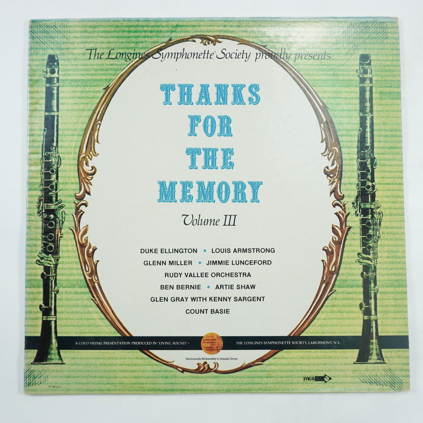 Longines Symphonette Society Thanks for the Memory Volume III Vinyl Record: This lot includes one vinyl record from the Longines Symphonette Society's Thanks for the Memory Volume III collection. Produced under the MCA Special Markets label, this album features timeless big b