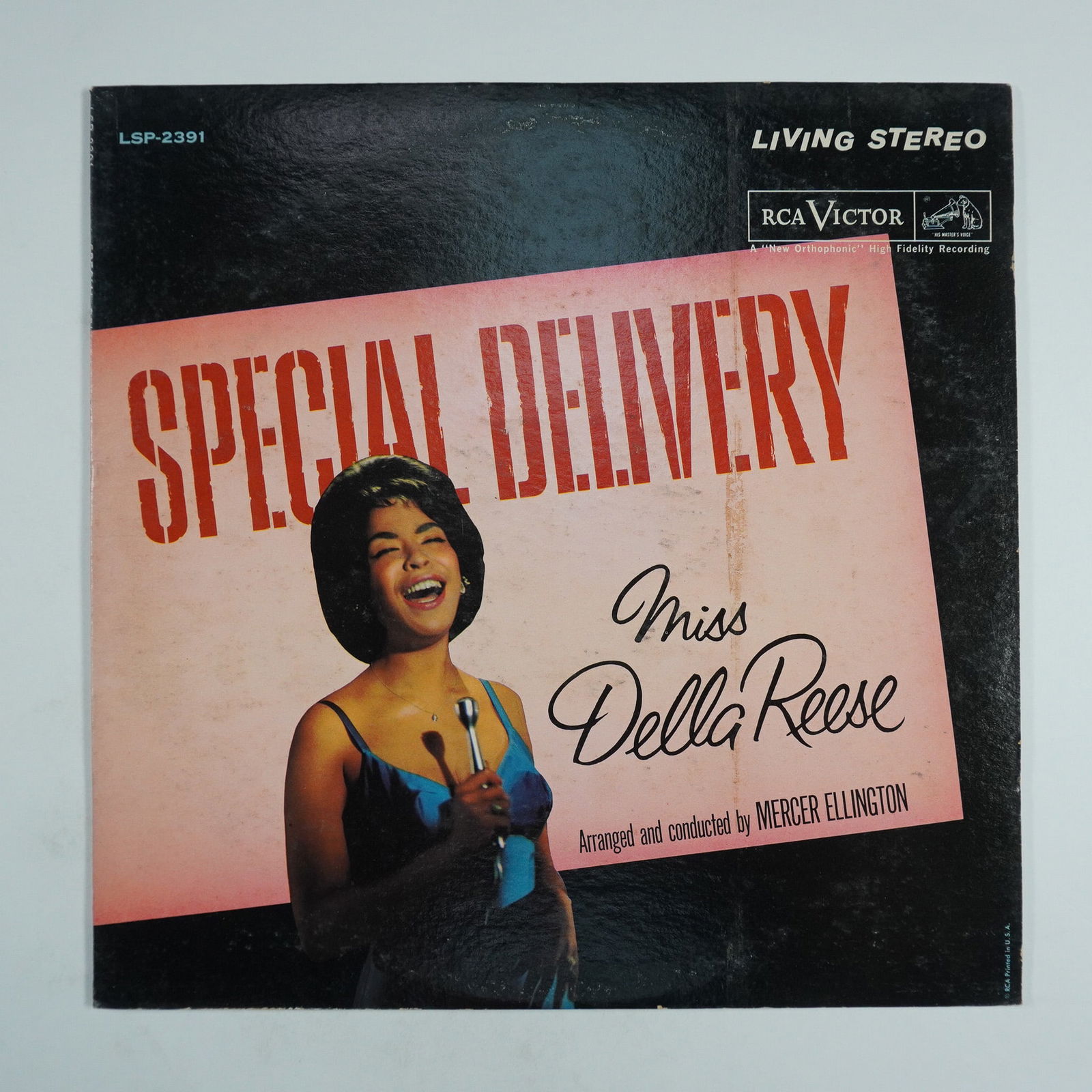 Miss Della Reese Vinyl Record, Special Delivery: Offered is a vintage vinyl record titled 'Special Delivery' by Miss Della Reese, accompanied by Mercer Ellington and his orchestra. Released under RCA Victor Records, this album showcases Reese's rich
