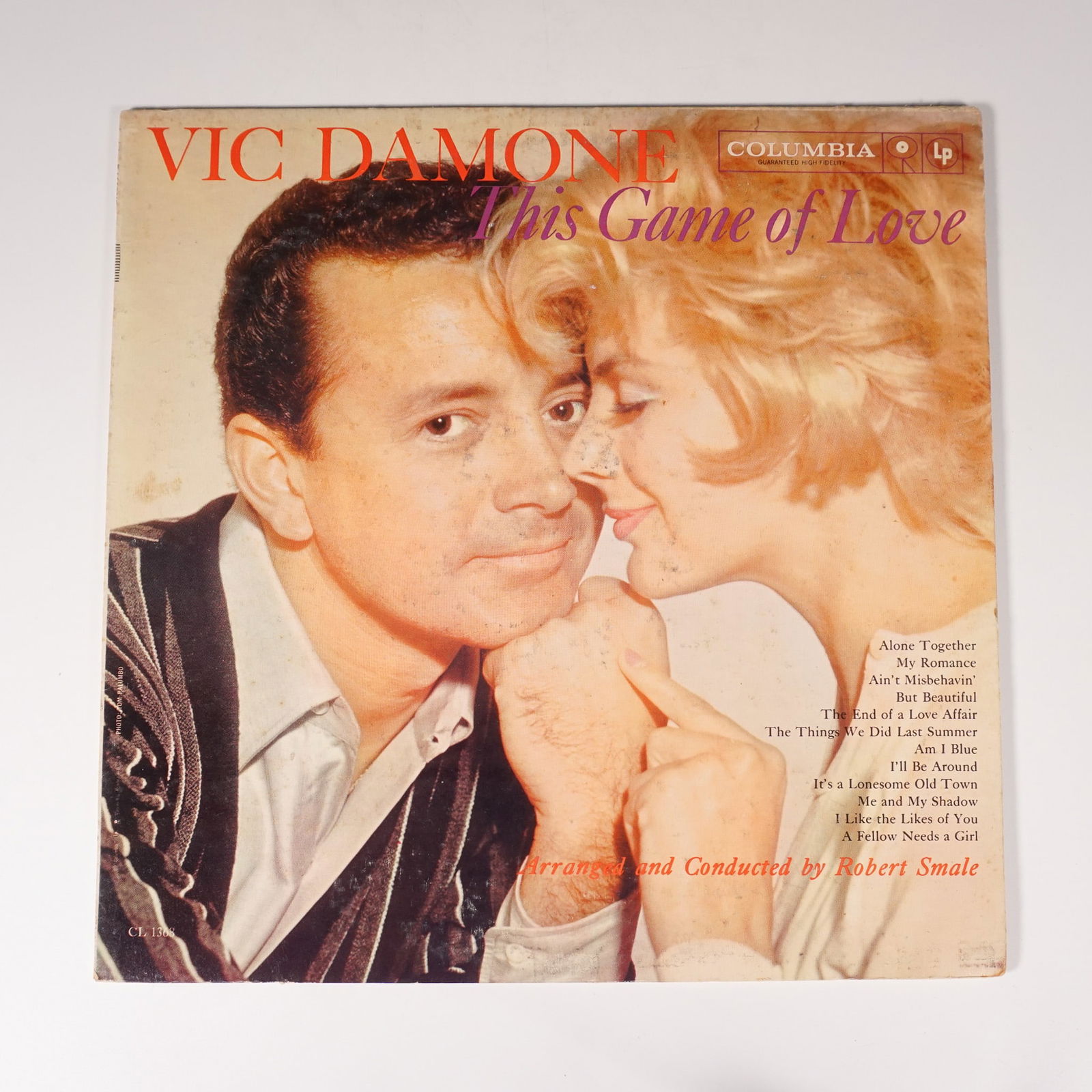 Vinyl LP, Vic Damone, This Game of Love: This classic LP, This Game of Love, features Vic Damone with Robert Smale and his orchestra. The album includes timeless tracks such as "Alone Together," "My Romance," "Ain't Misbehavin'," and "The En