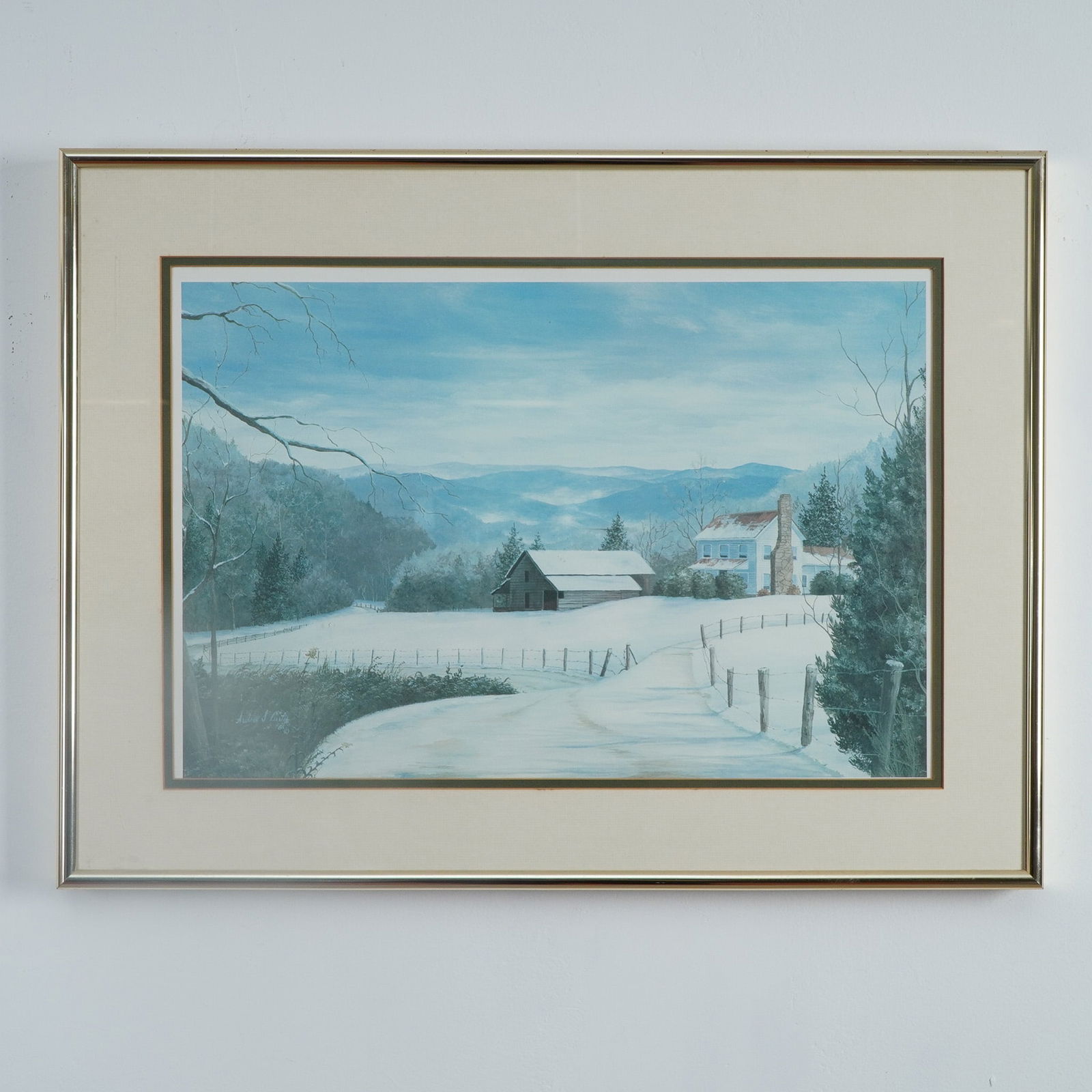 Audrey S Curtis Winter Landscape Lithograph (1 of 4)
