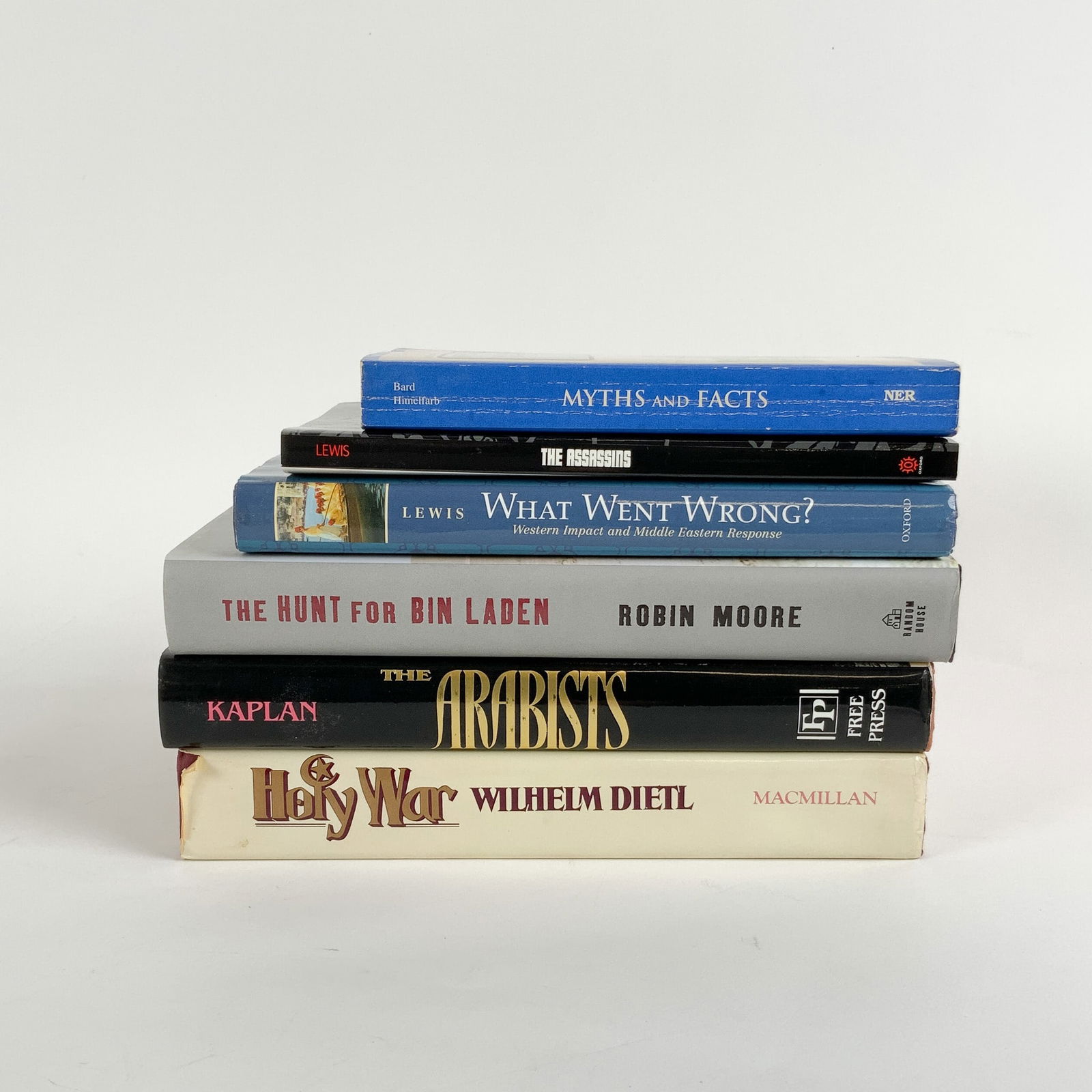 6pc Collection of Middle Eastern and Islamic Studies Books: This collection of six books explores various aspects of Middle Eastern history, Islamic movements, and geopolitical conflicts. Included are The Arabists: The Romance of an American Elite by Robert D.