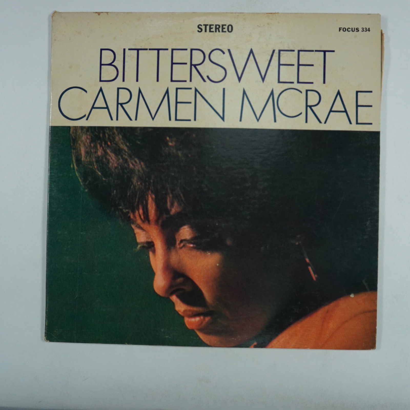 Carmen McRae Bittersweet Vinyl Record, Focus 334: This is a vintage pressing of Bittersweet by jazz vocalist Carmen McRae, released under the Focus label (Focus 334). Known for her deep, expressive voice and sophisticated phrasing, McRae delivers a m