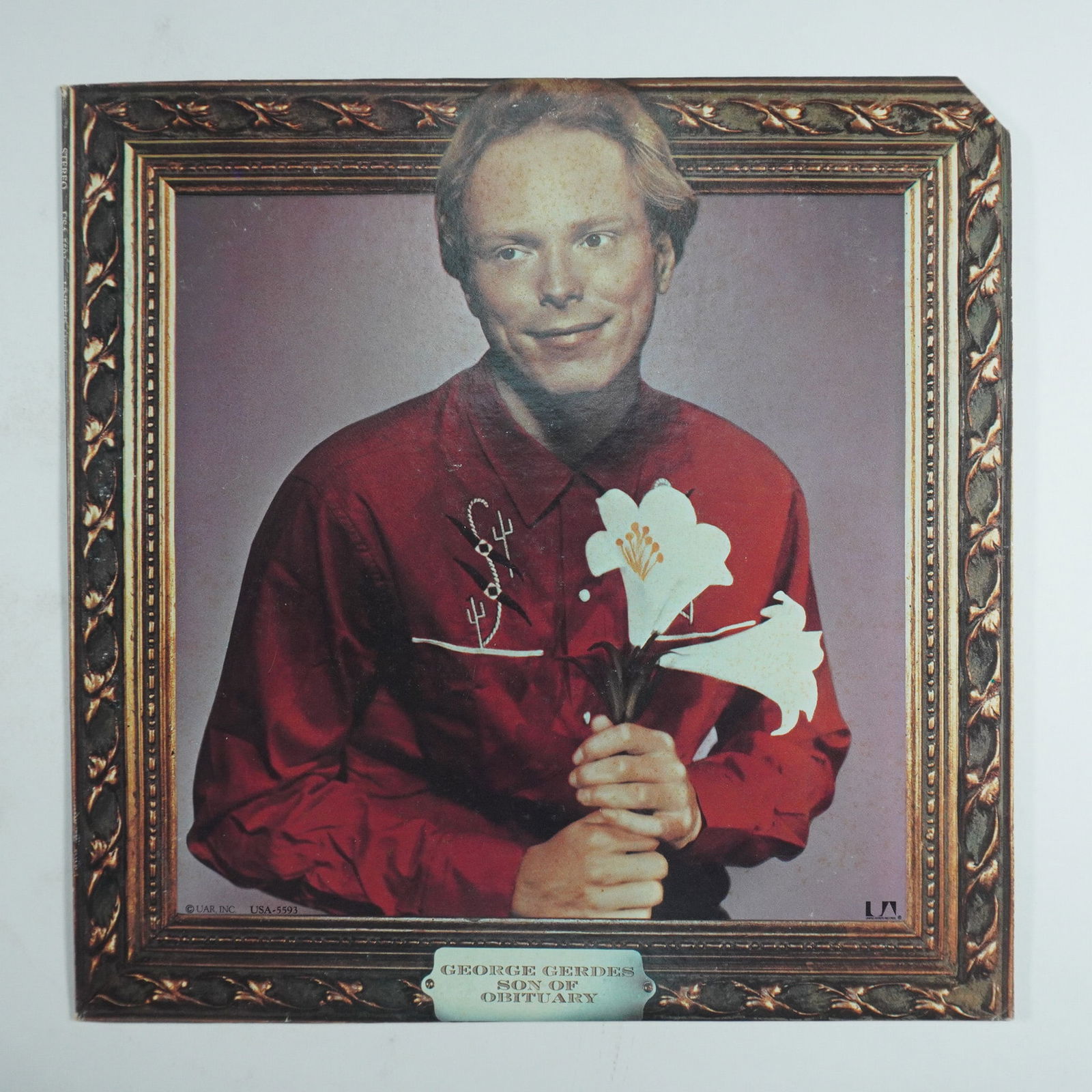 George Gerdes Vinyl Record, Son of Obituary: George Gerdes Son of Obituary vinyl record, released by United Artists Records. This folk and singer-songwriter album showcases Gerdes' unique lyrical storytelling and musical style. The album cover f