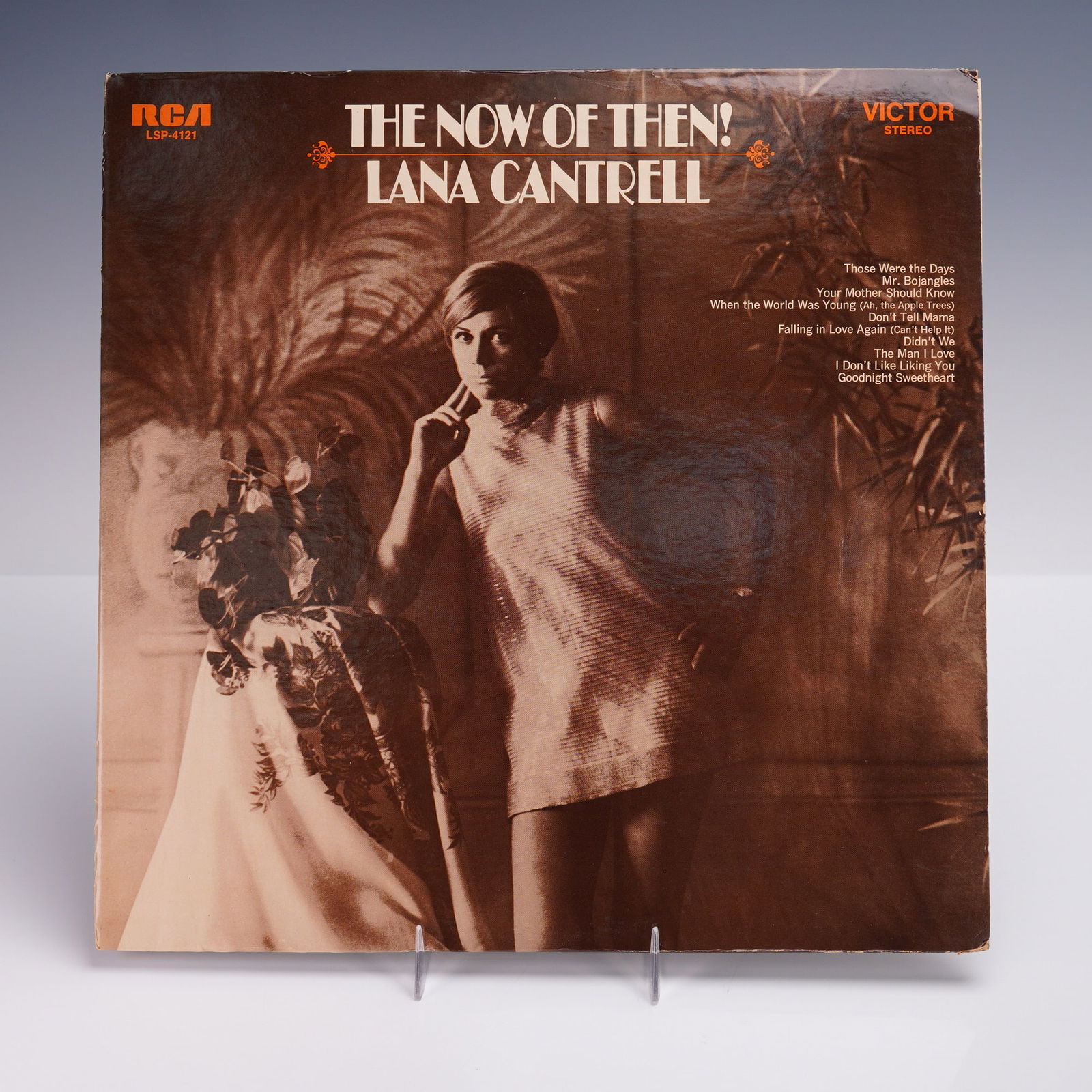 RCA Victor Records Lana Cantrell Vinyl Record, The Now of Then!: A 1969 U.S. stereo pressing of Lana Cantrell's "The Now of Then!" LP vinyl album, issued by RCA Victor Records. he front cover presents a sepia-toned portrait of Cantrell in a mod-style mini dress, st