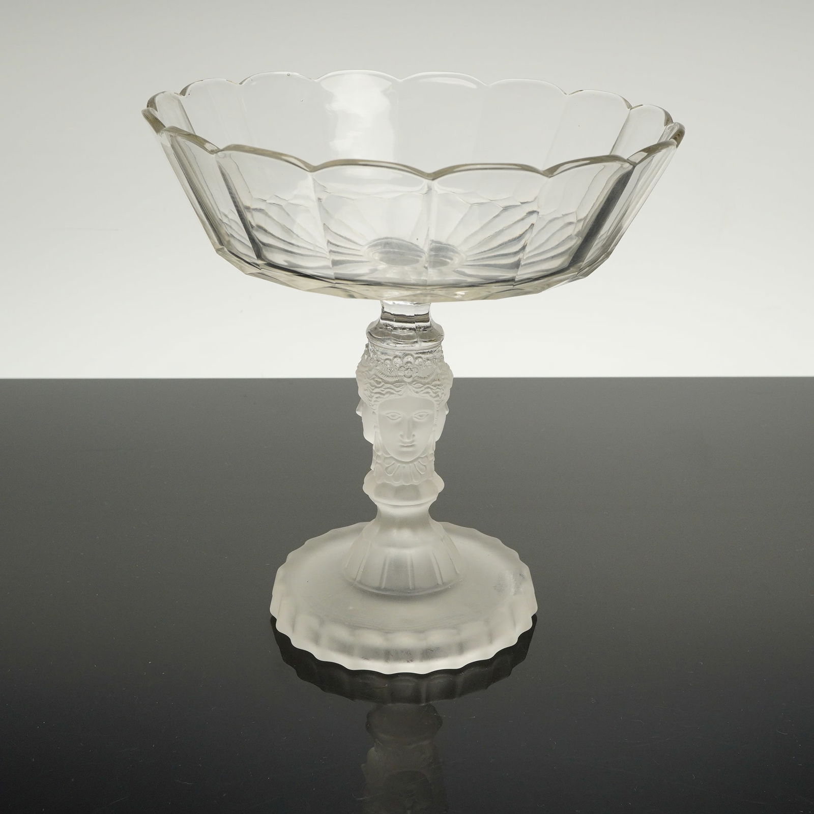 Duncan & Miller Three Faces Pressed Glass Compote (1 of 3)