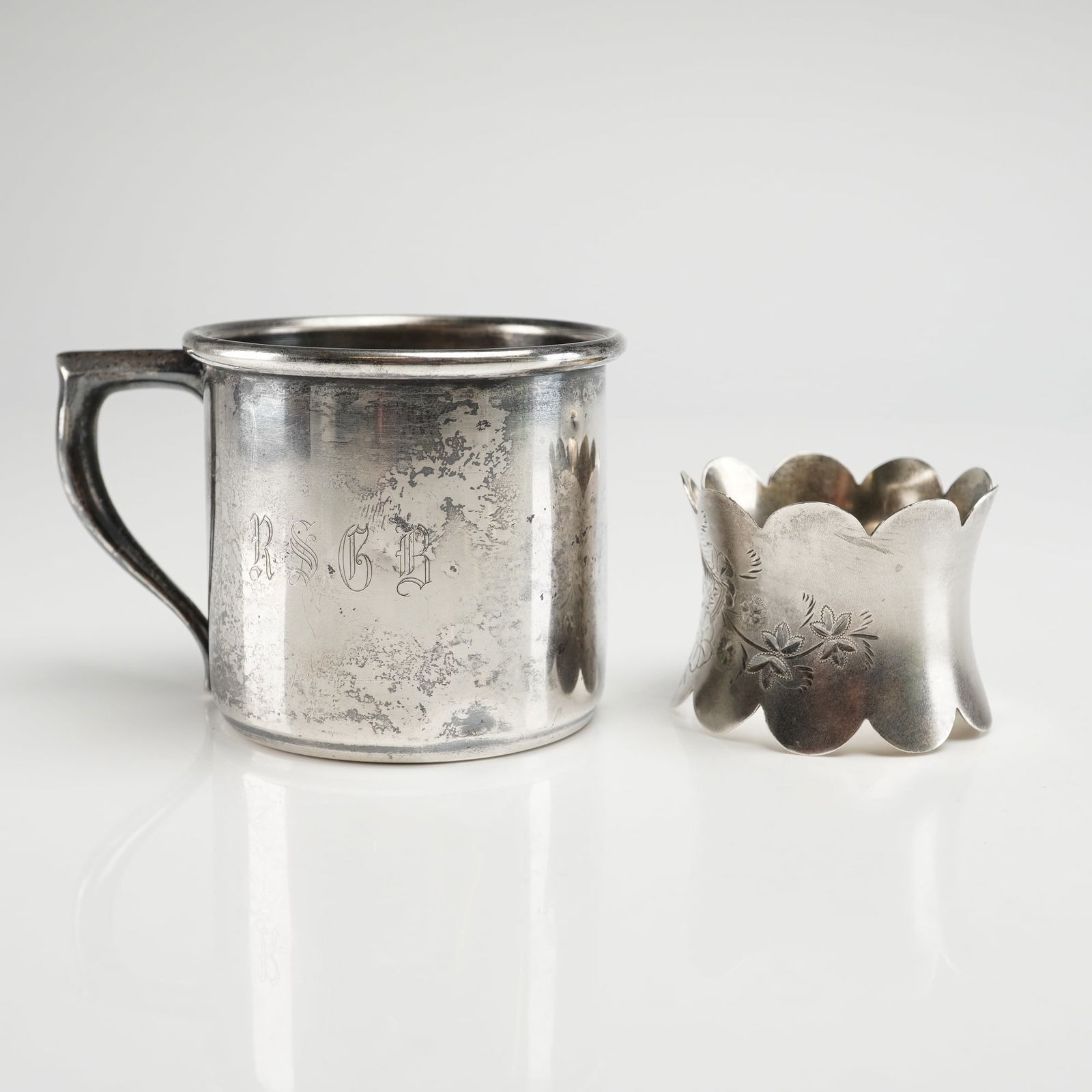2pc Lot of Sterling Silver Baby Cup and Napkin Ring by Boardman (1 of 5)