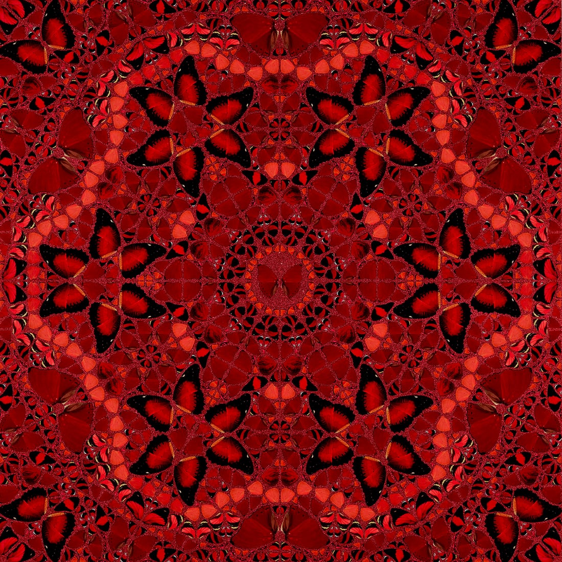 Damien Hirst (British 1965) Laminated Giclee The Empresses Wu Zetian H10-1: Laminated Giclee print on aluminum composite, screen printed with glitter titled The Empresses Wu Zetian H10-1 . Hand Signed and numbered 998/2853 on the label on the verso of the piece. Sight size 39