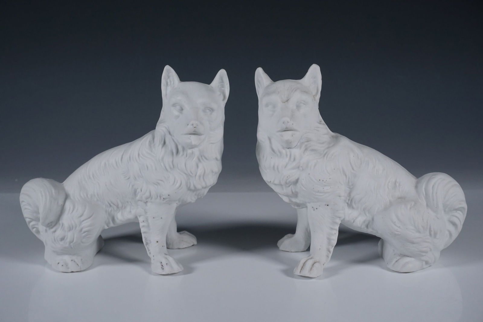 Pair of Bisque Porcelain Dog Figurines (1 of 3)