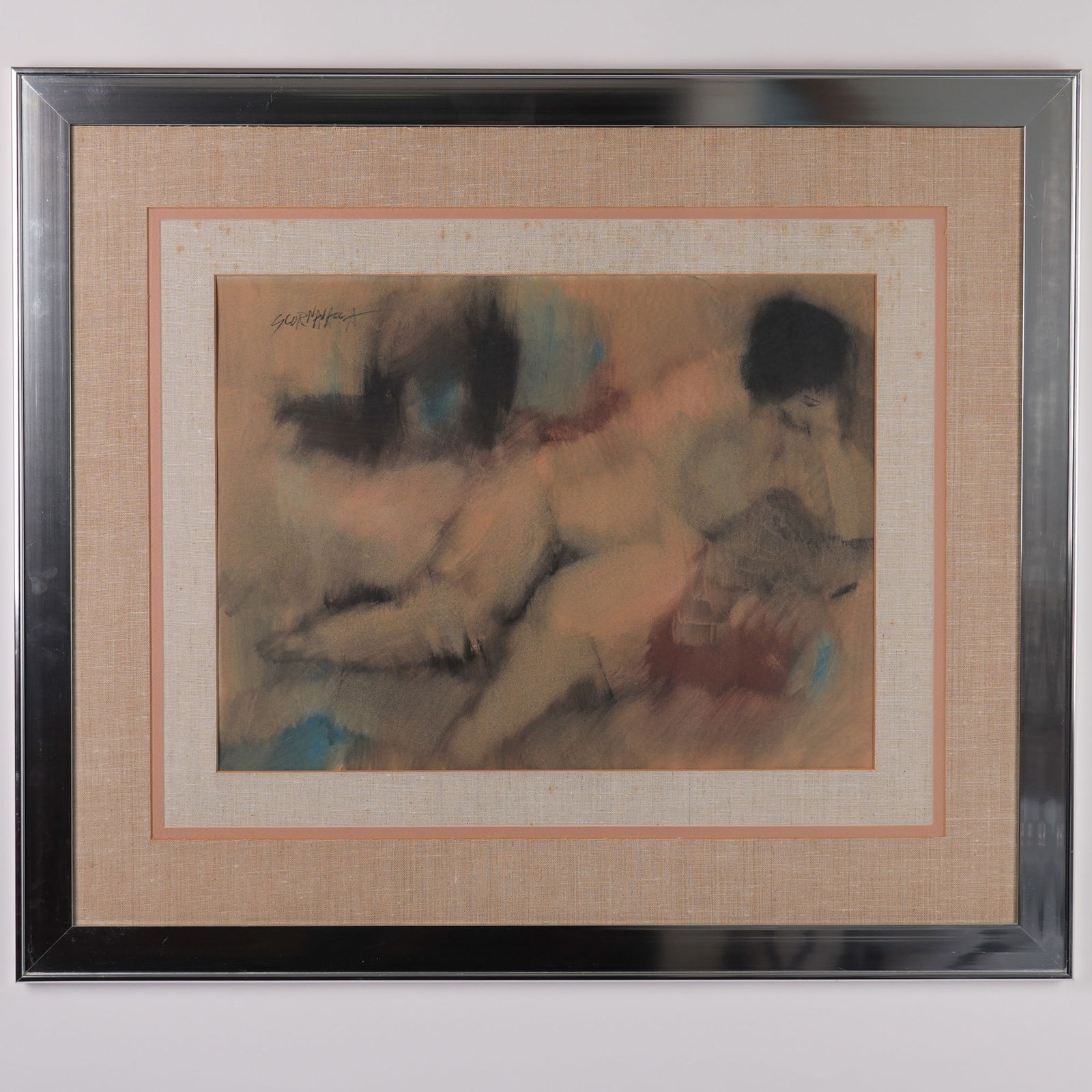 Anthony Scornavacca, Original Drawing on Paper, Nude Signed: Large charcoal and pastel on paper depicting an intimate portrayal of a nude woman by American Contemporary artist Anthony Scornavacca, one of the founders of the Coconut Grove Arts Festival in 1962.