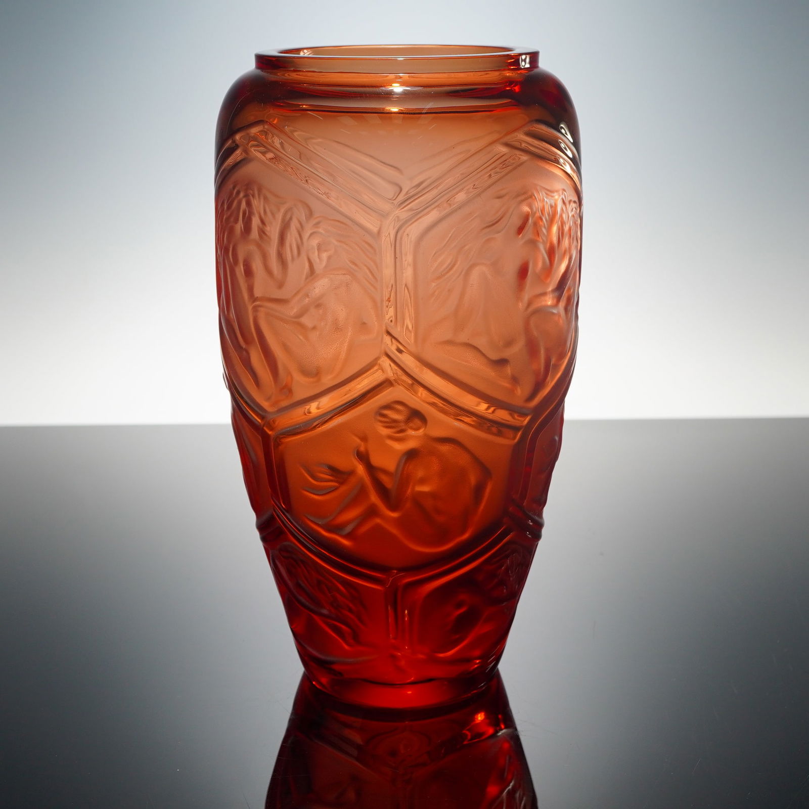 Lalique Crystal Red Vase, Hesperides (1 of 8)