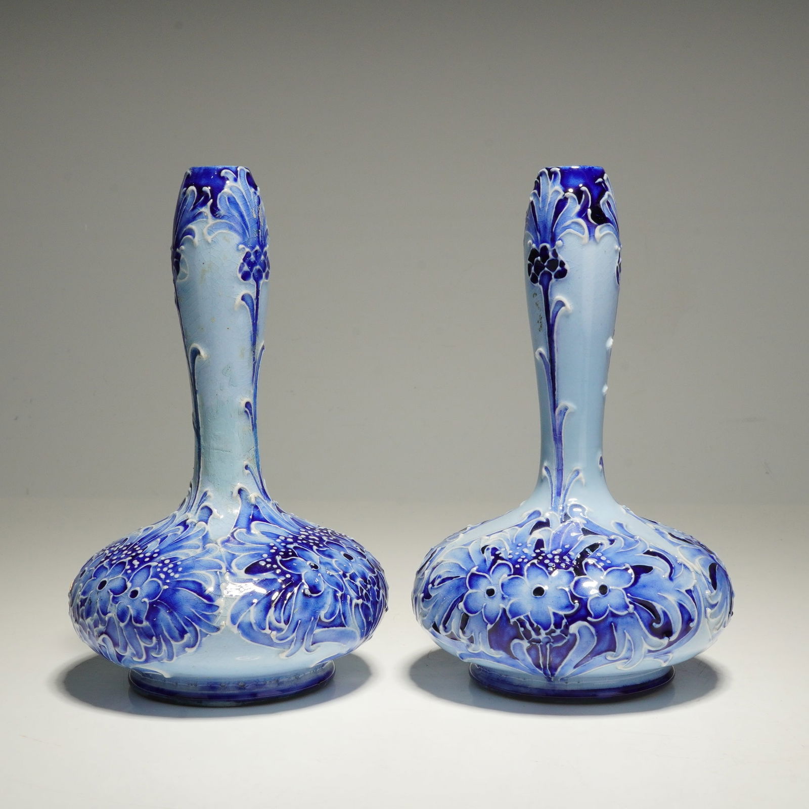 Pair of Macintyre Moorcroft Florian Bud Vases, Cornflower (1 of 4)