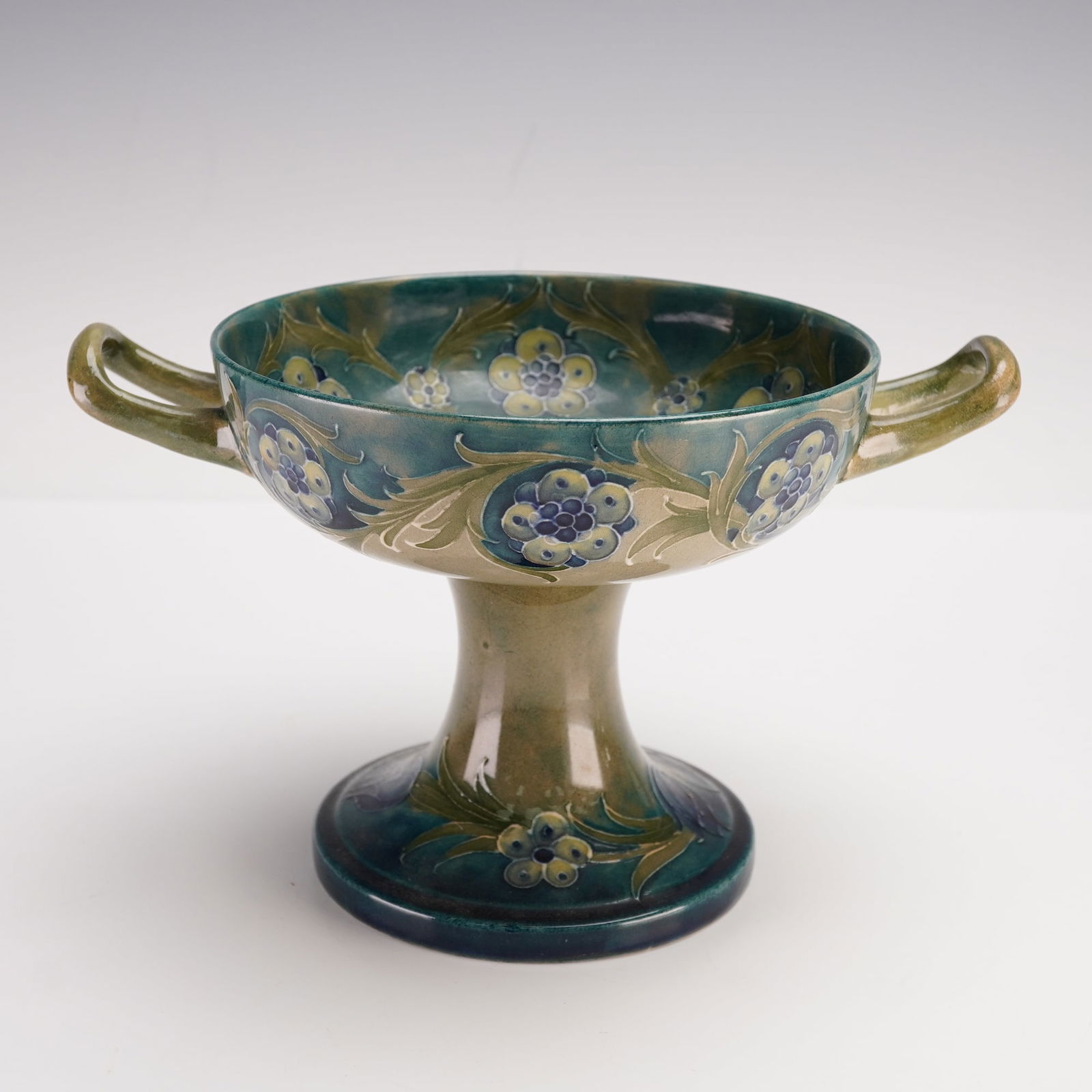 William Moorcroft Pottery Florian Ware Twin Handled Tazza (1 of 4)