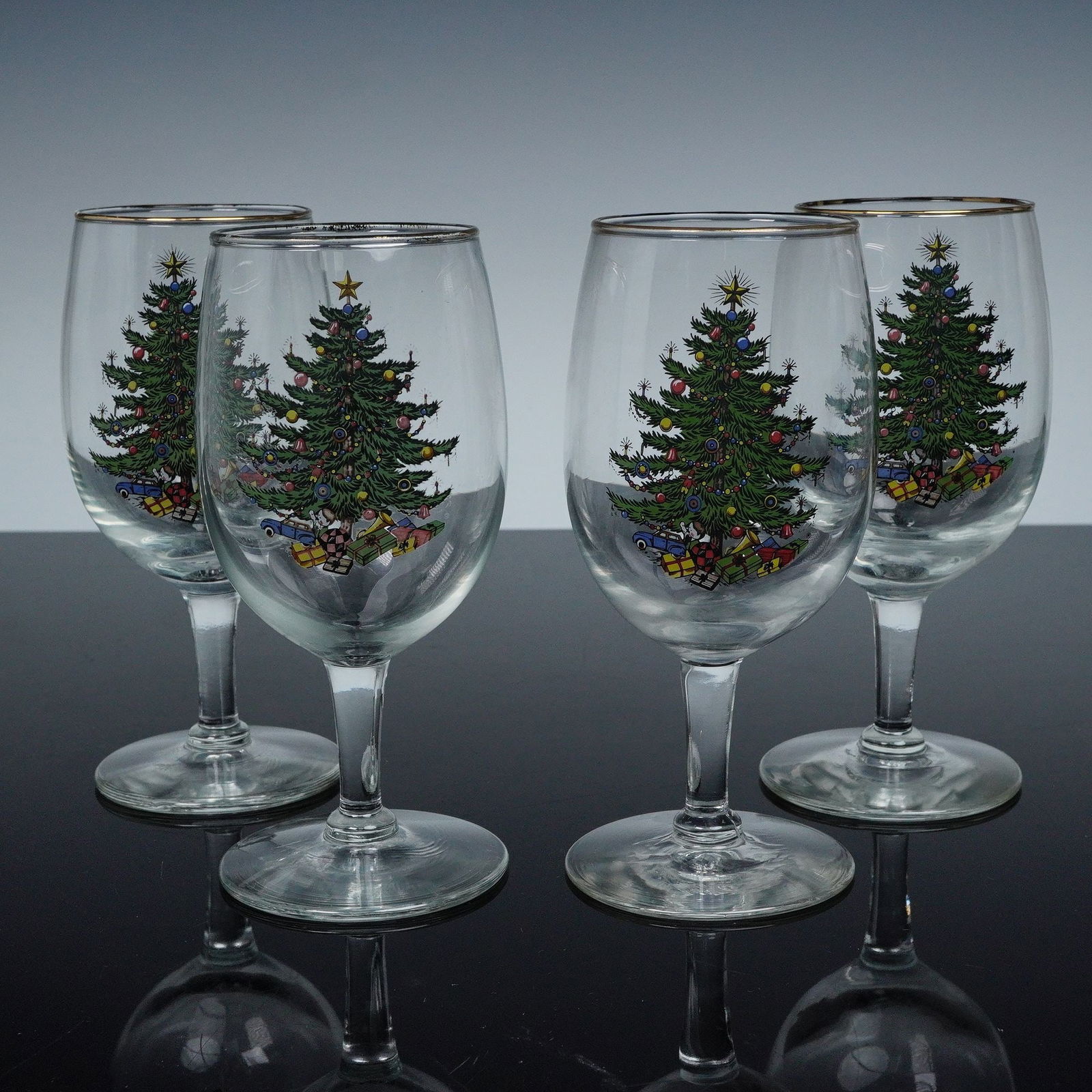 4pc Cuthbertson Wine Glasses, Christmas Tree (1 of 4)