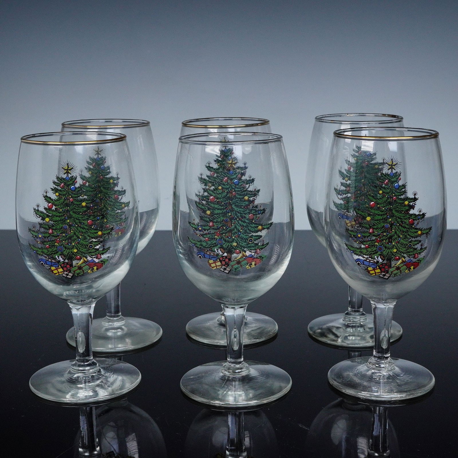 6pc Cuthbertson Wine Glasses, Christmas Tree (1 of 4)