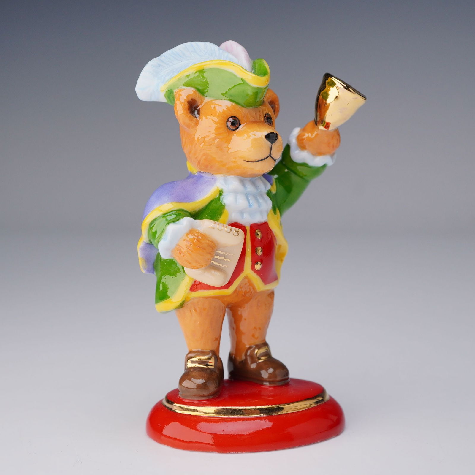 Halcyon Days Porcelain Figurine, Town Crier Bear (1 of 7)