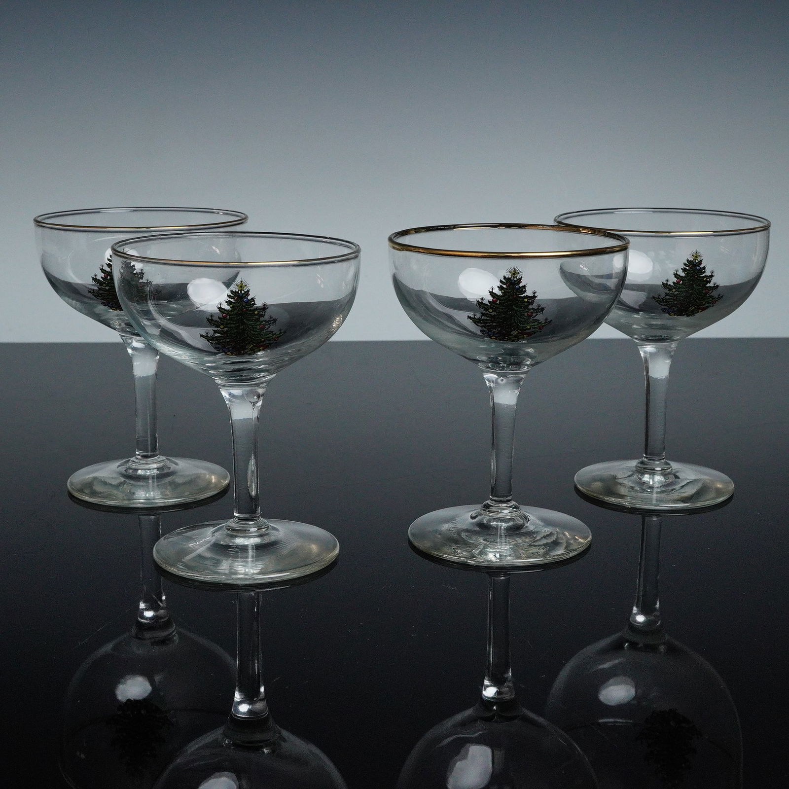 4pc Cuthbertson Sherbet Glasses, Christmas Tree (1 of 4)