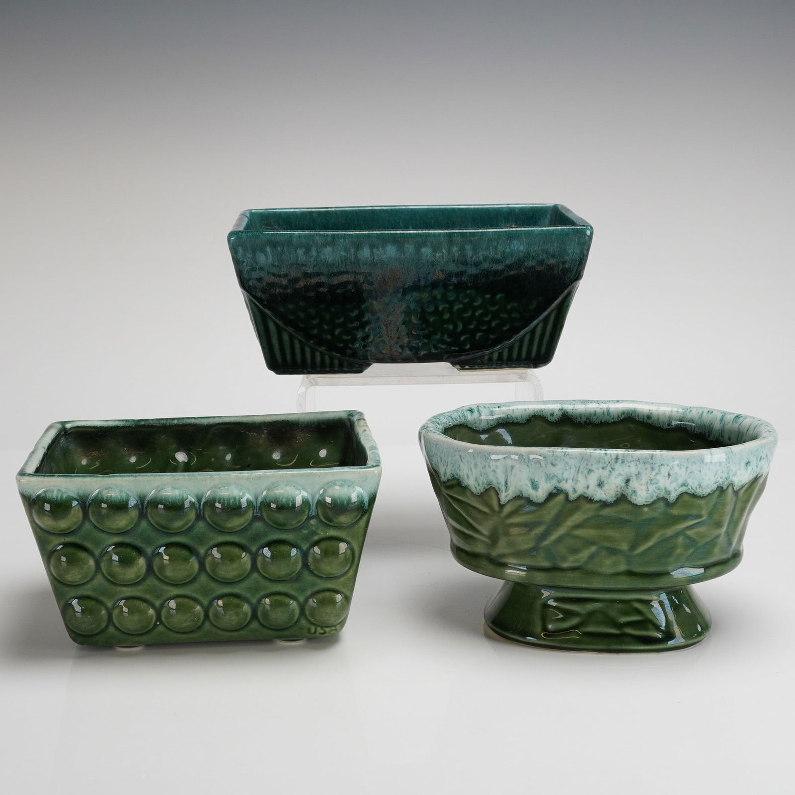 Three McCoy Pottery Green Glazed Jardinieres (1 of 3)