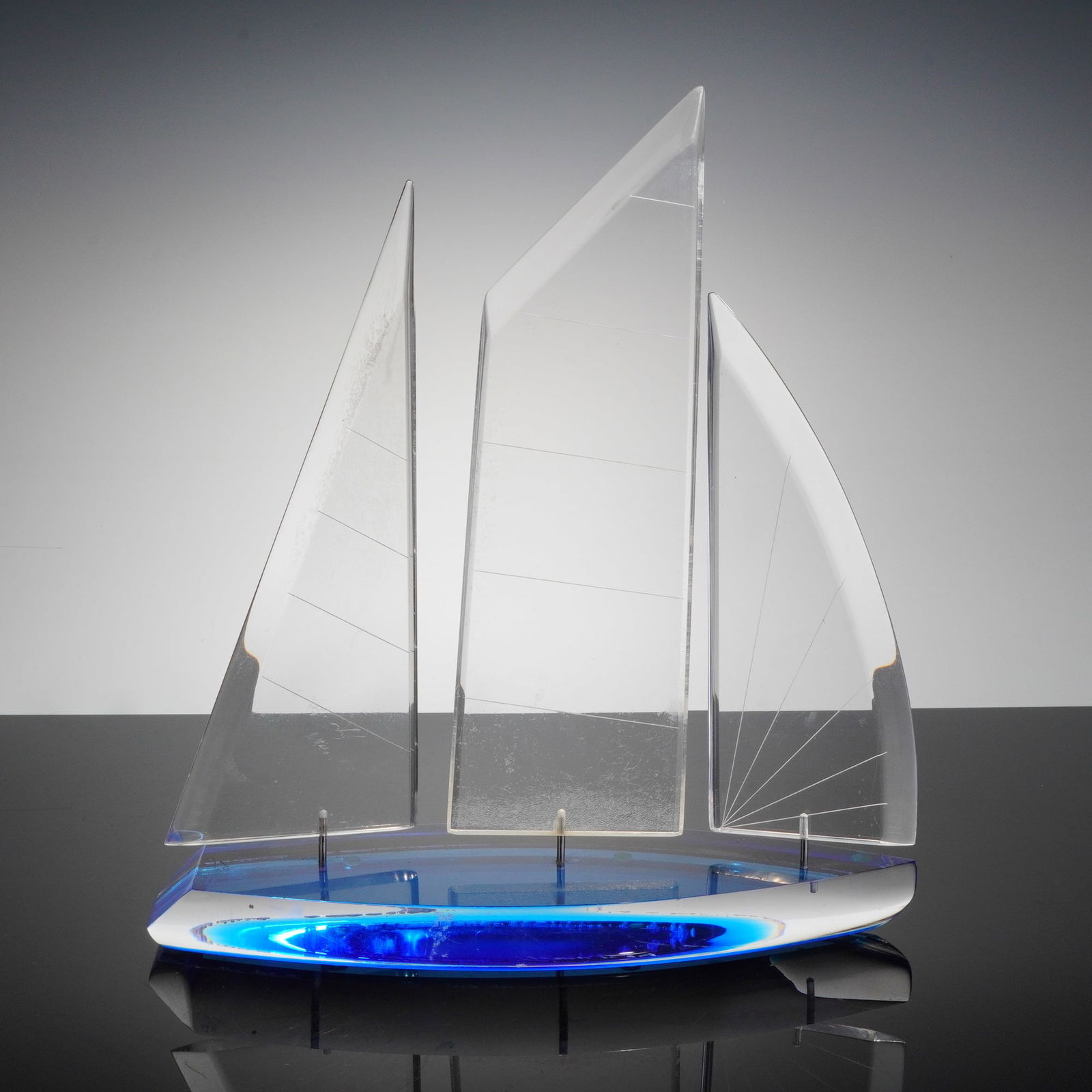 Henri Polished Acrylic Sailboat Sculpture, Signed (1 of 5)