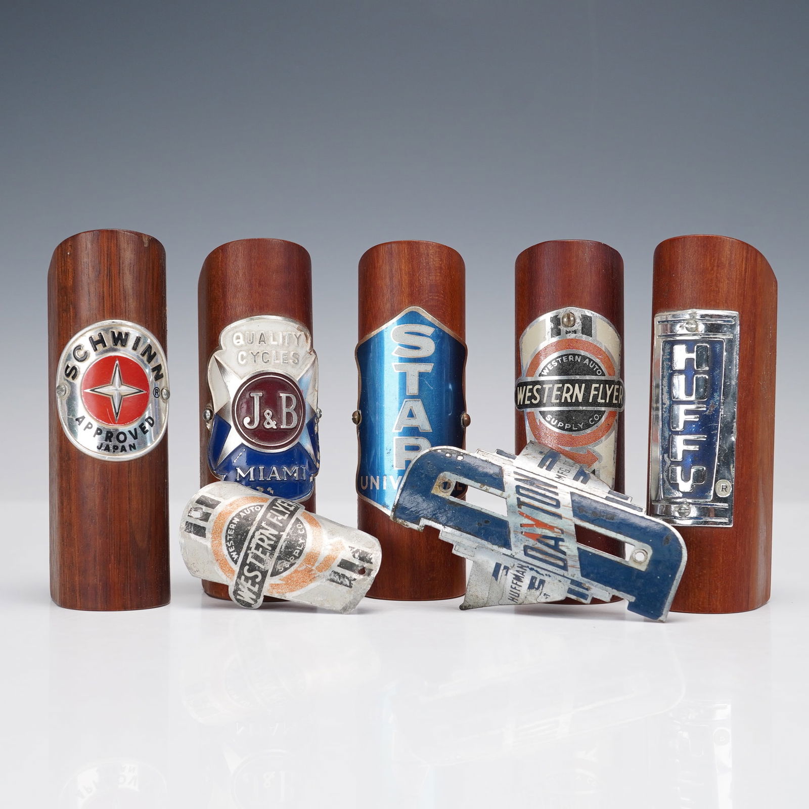 7pc Vintage Assorted Bicycle Head Badges (1 of 6)