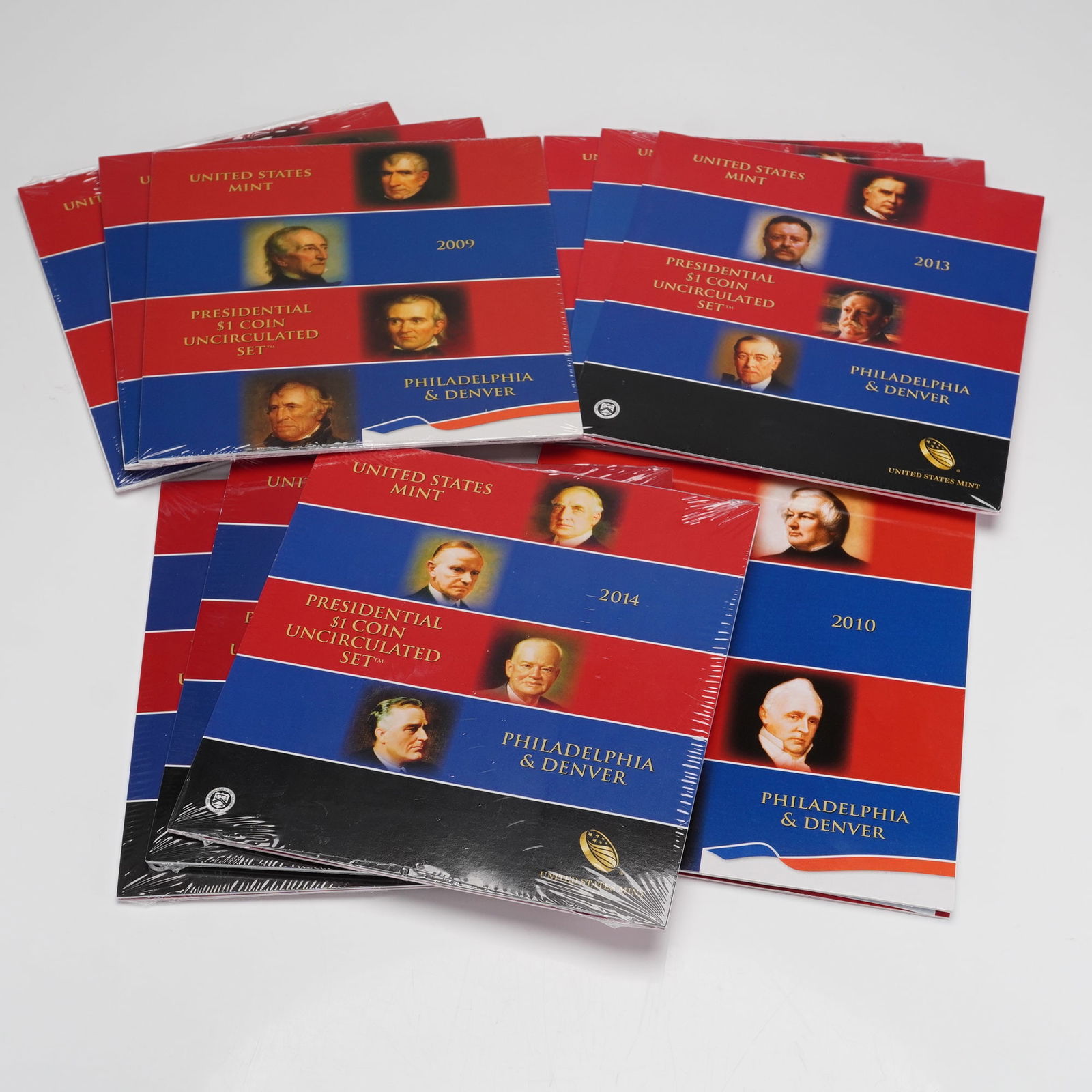 10pc 2007-2016 United States Mint Presidential $1 Coin Uncirculated Sets (1 of 5)