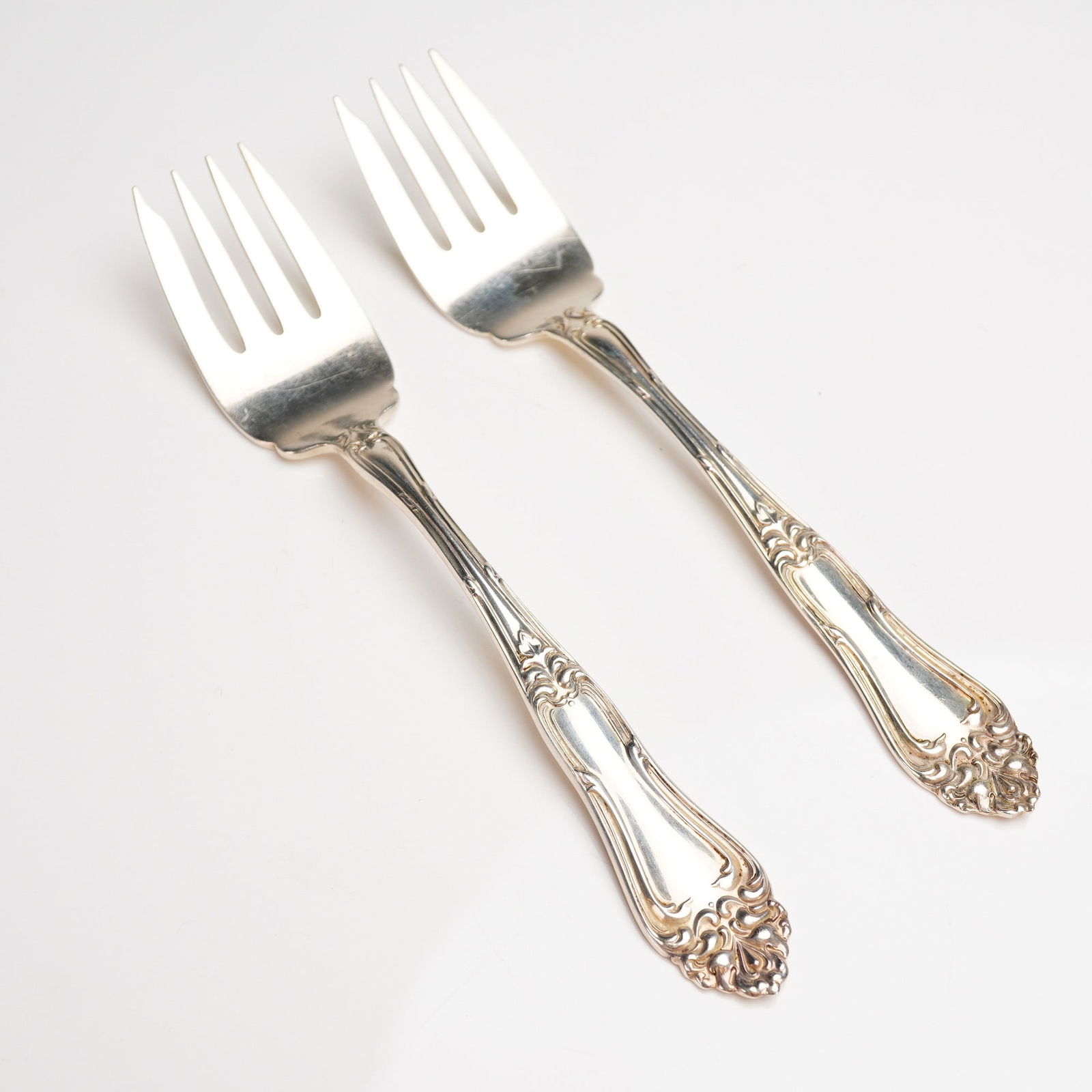 A Pair of Amston Sterling Silver Rococo Revival Personal Salad Forks (1 of 5)
