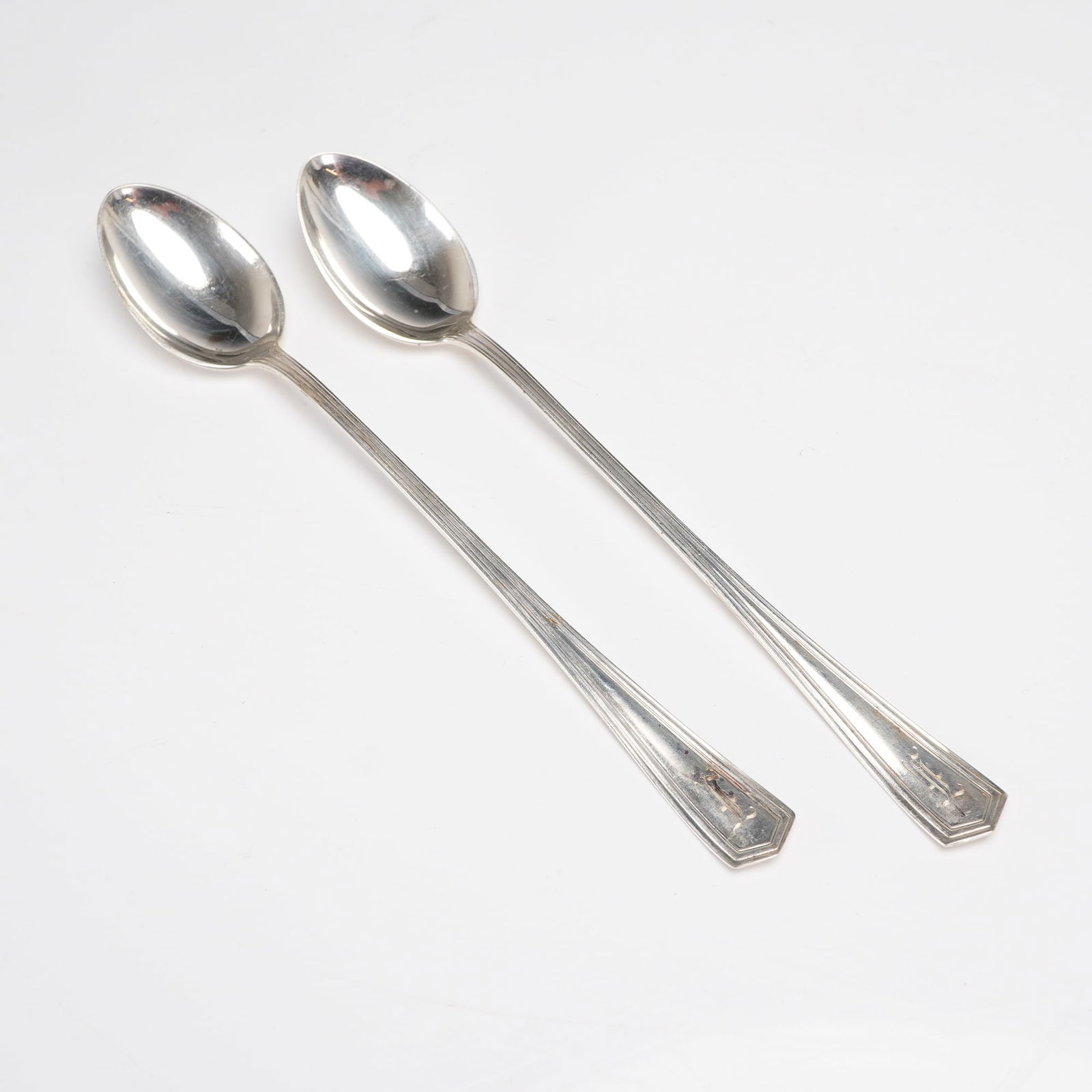 A Pair of Art Deco Sterling Silver Monogrammed Long-Handled Spoons (1 of 4)