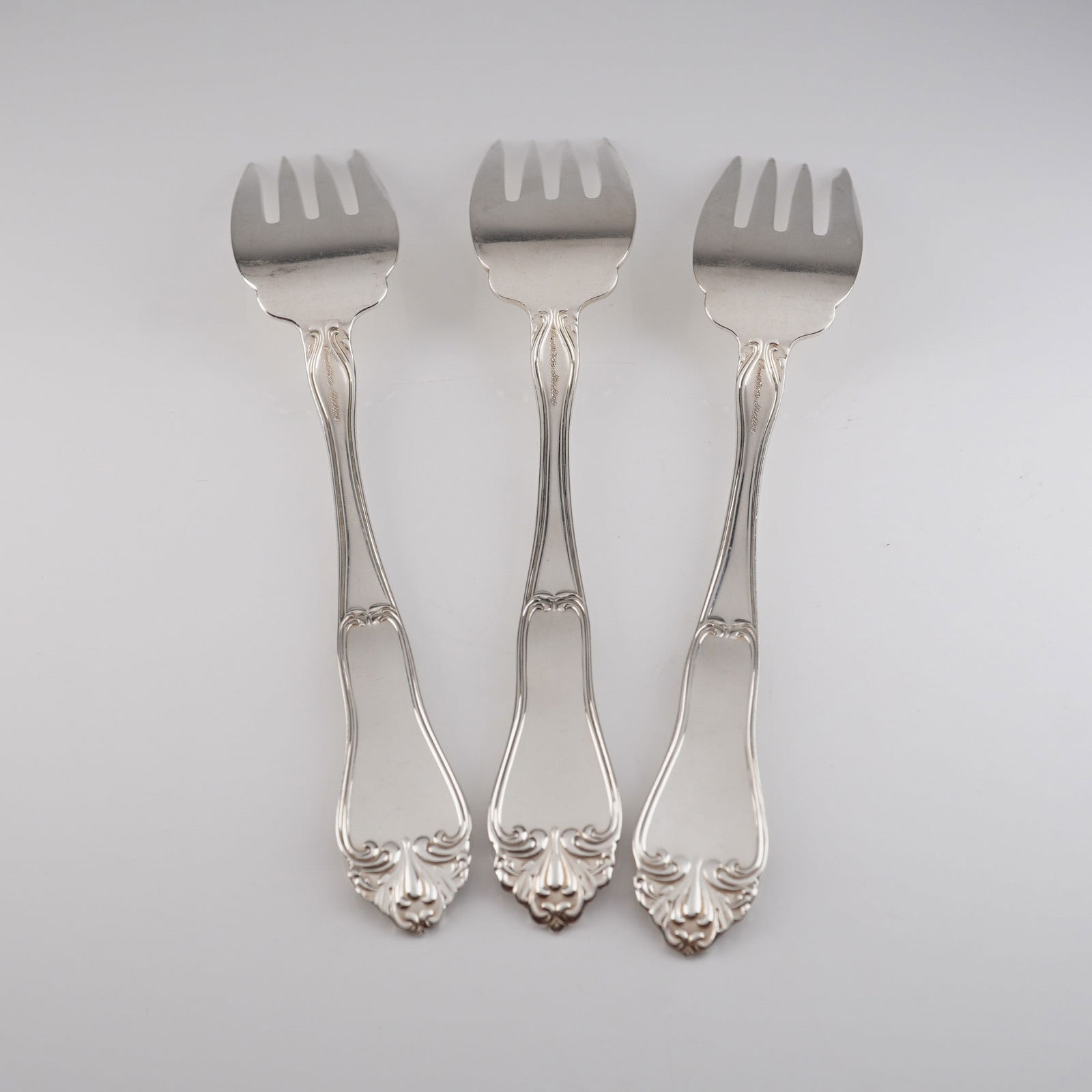 Three Amston Sterling Silver Champlain Pattern Salad Forks - 2