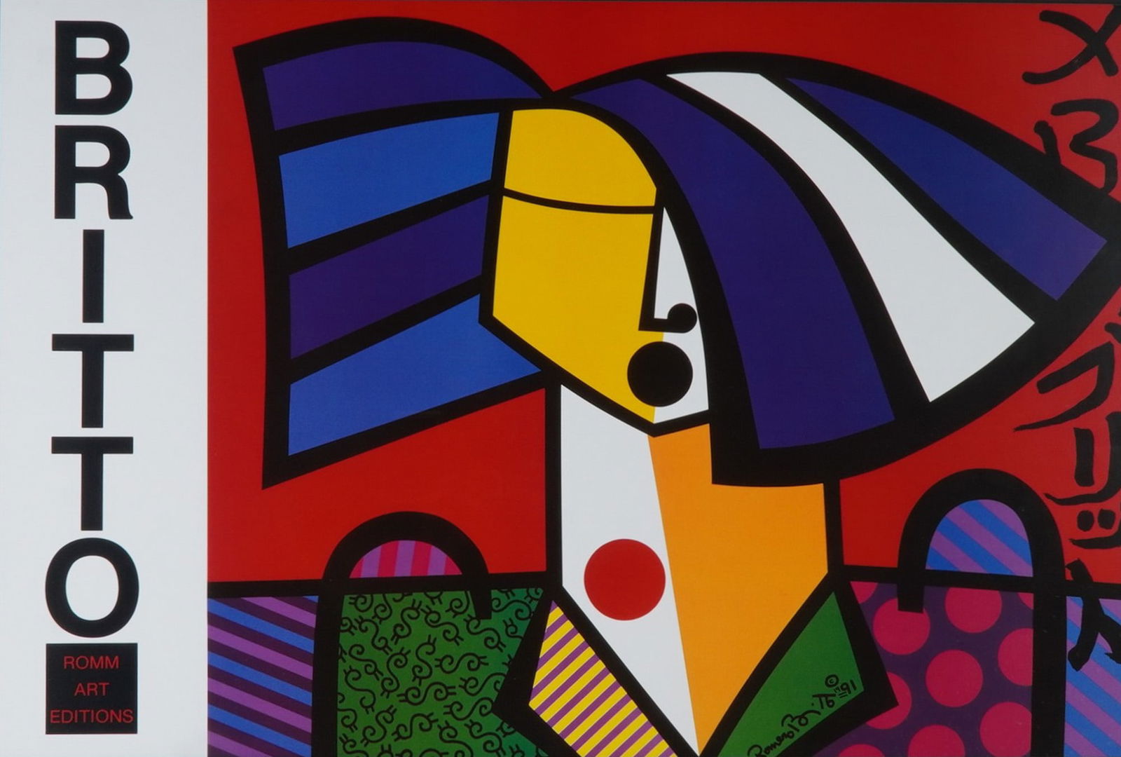 After Romero Britto (Brazilian, b. 1963) Serigraph on Paper, Japanese Woman (1 of 7)