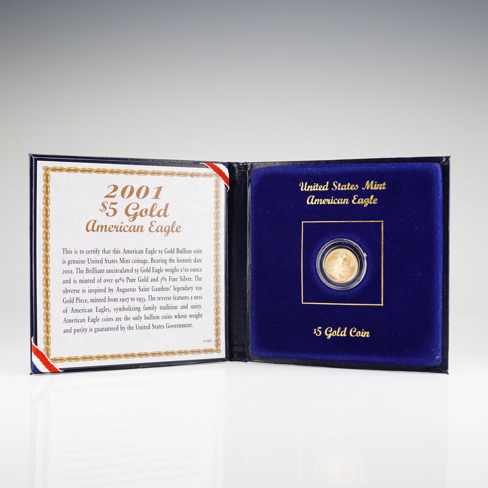 2001 United States Mint $5 American Gold Eagle 1/10 oz. Bullion Coin (1 of 3)