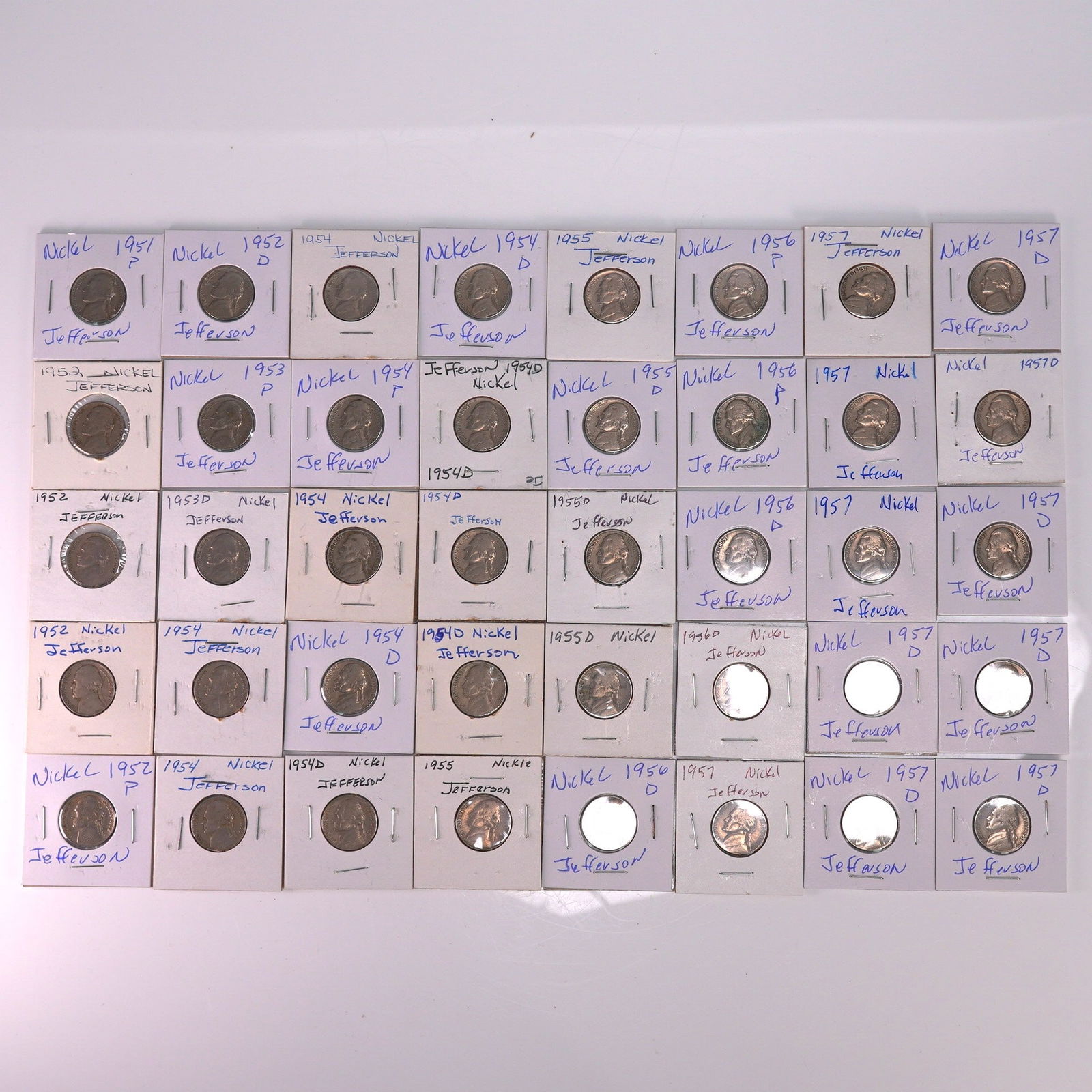 40pc Jefferson Nickel Coins 1951-1957 Mixed Mintmarks (1 of 6)