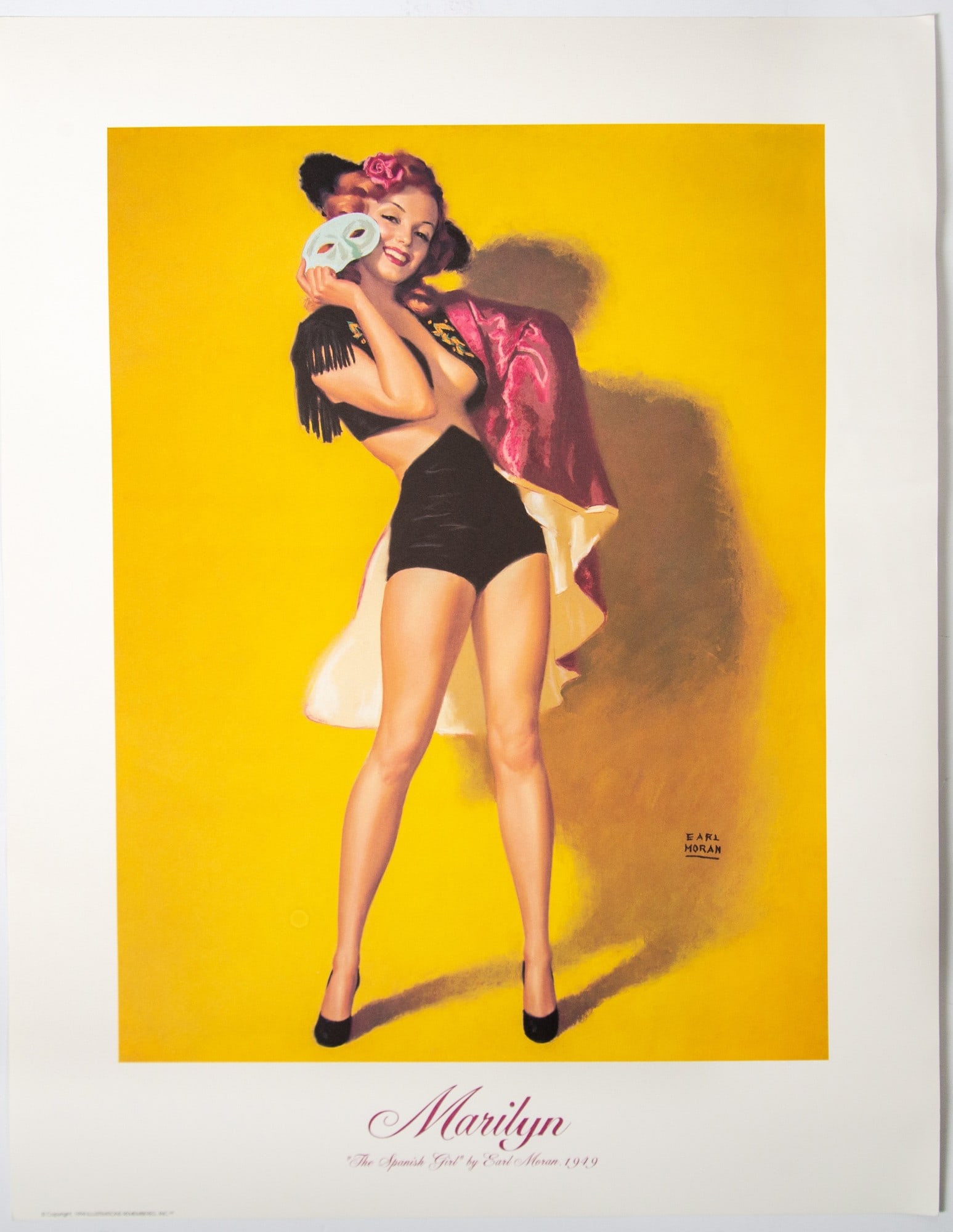 Earl Steffa Moran (American, 1893-1984) Fine Art Print: Vintage Pin Up Print from Marilyn series. Titled 'The Spanish Girl' originally created in 1949. Printed in 1994 by Illustrations Remembered Inc. Measures 24.5" x 19" (sheet size). Dimensions: See Desc