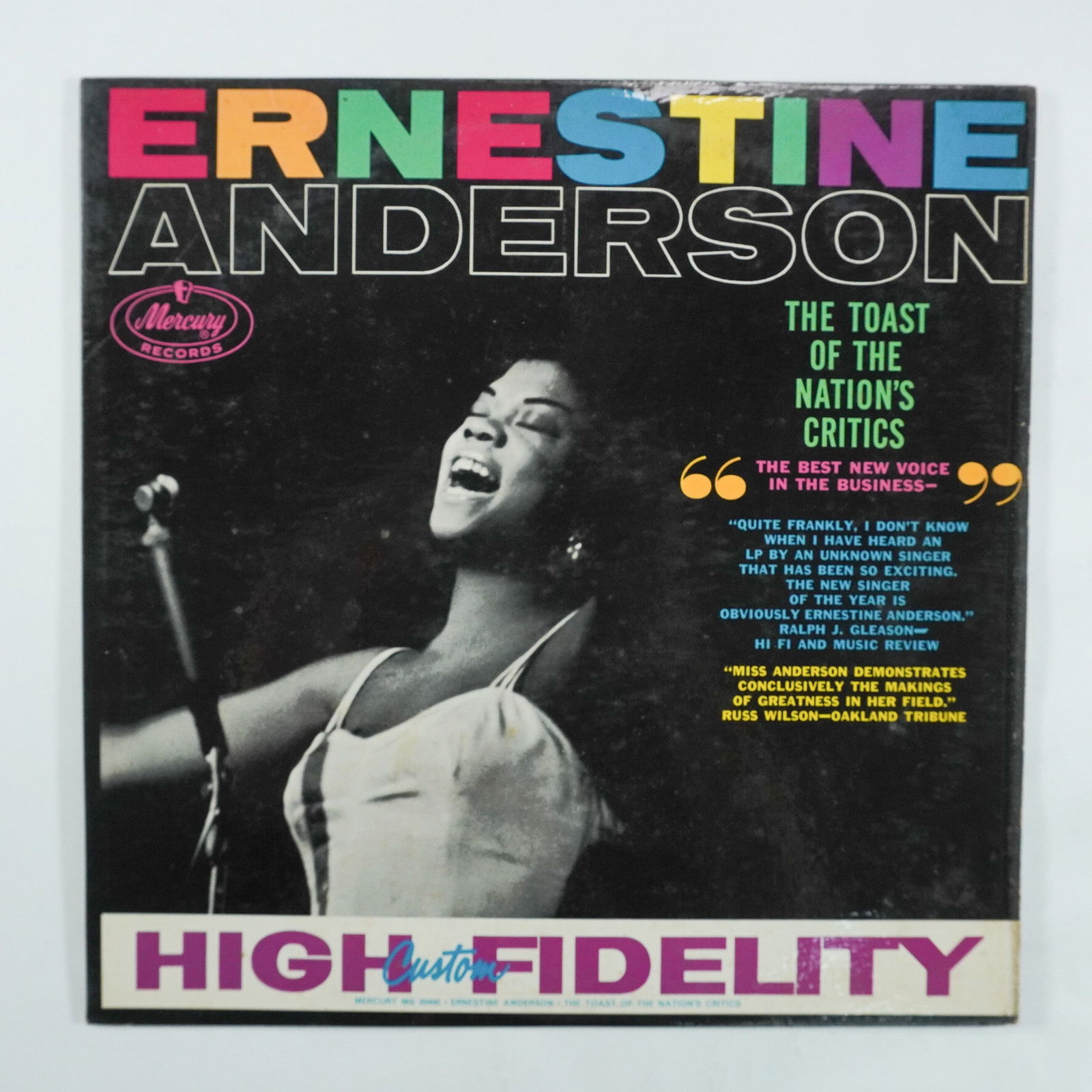 Ernestine Anderson Vinyl Record, Mercury MG 20400: Vintage Mercury Records vinyl album featuring jazz vocalist Ernestine Anderson. Released under the catalog number MG 20400, this high-fidelity LP includes notable tracks such as "Runnin' Wild," "Star