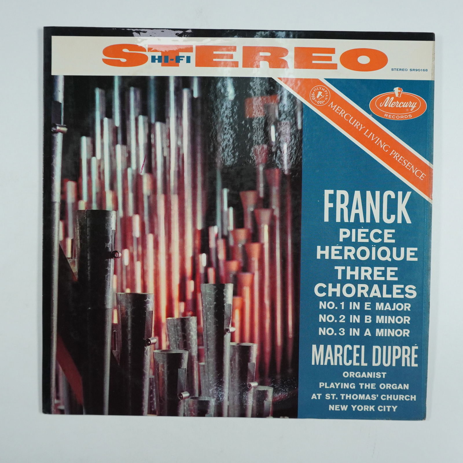 Franck and Dupre Vinyl Record, Piece Heroique: Three Chorales: A Mercury Records vinyl record featuring 'Piece Heroique: Three Chorales' composed by Cesar Franck and performed by organist Marcel Dupre. This classical recording showcases Franck's romantic composit