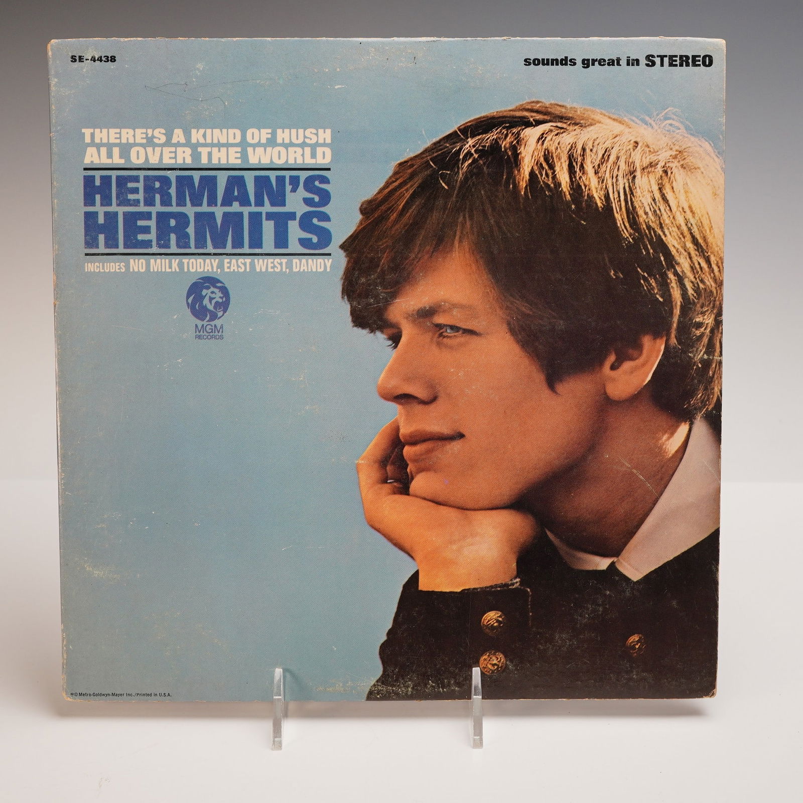 Herman's Hermits, There's a Kind of Hush All Over the World Vinyl LP Record: Vinyl of There's a Kind of Hush All Over the World by Herman's Hermits, released by MGM Records. Includes No Milk Today, Dandy, East West, and the title track. A classic 1967 British Invasion pop albu